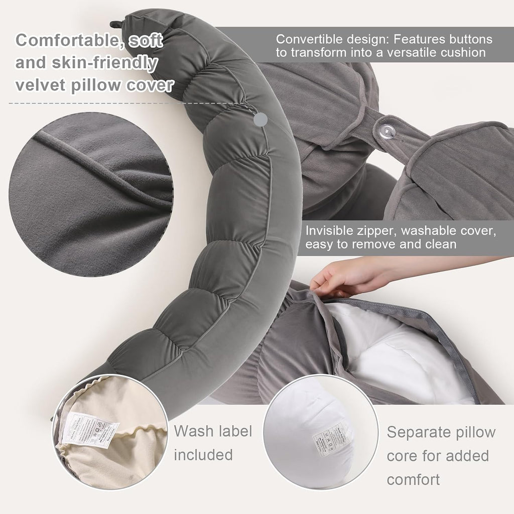 Peallow(Pat. Pend) – Long Round Body Pillow for Adults, Bolster Pillow for Sleeping, Soft and Supportive Pillow for Sleeping & Lumbar…