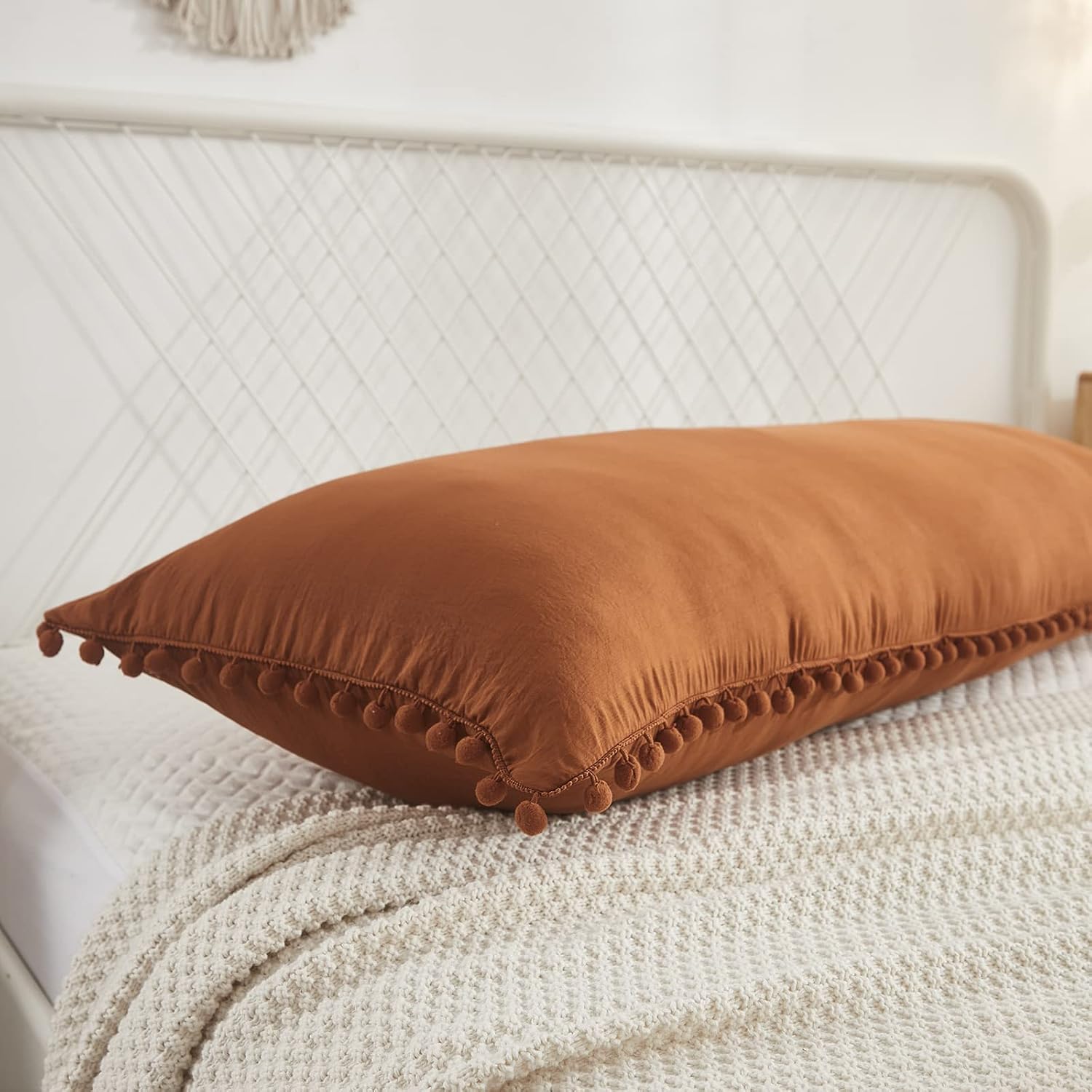 Moveover MOVE OVER Burnt Orange Body Pillow Cover 20x54 Body Pillow Case 100% Soft Washed Microfiber Boho Pillow Covers Set of 1 Vintage Po…
