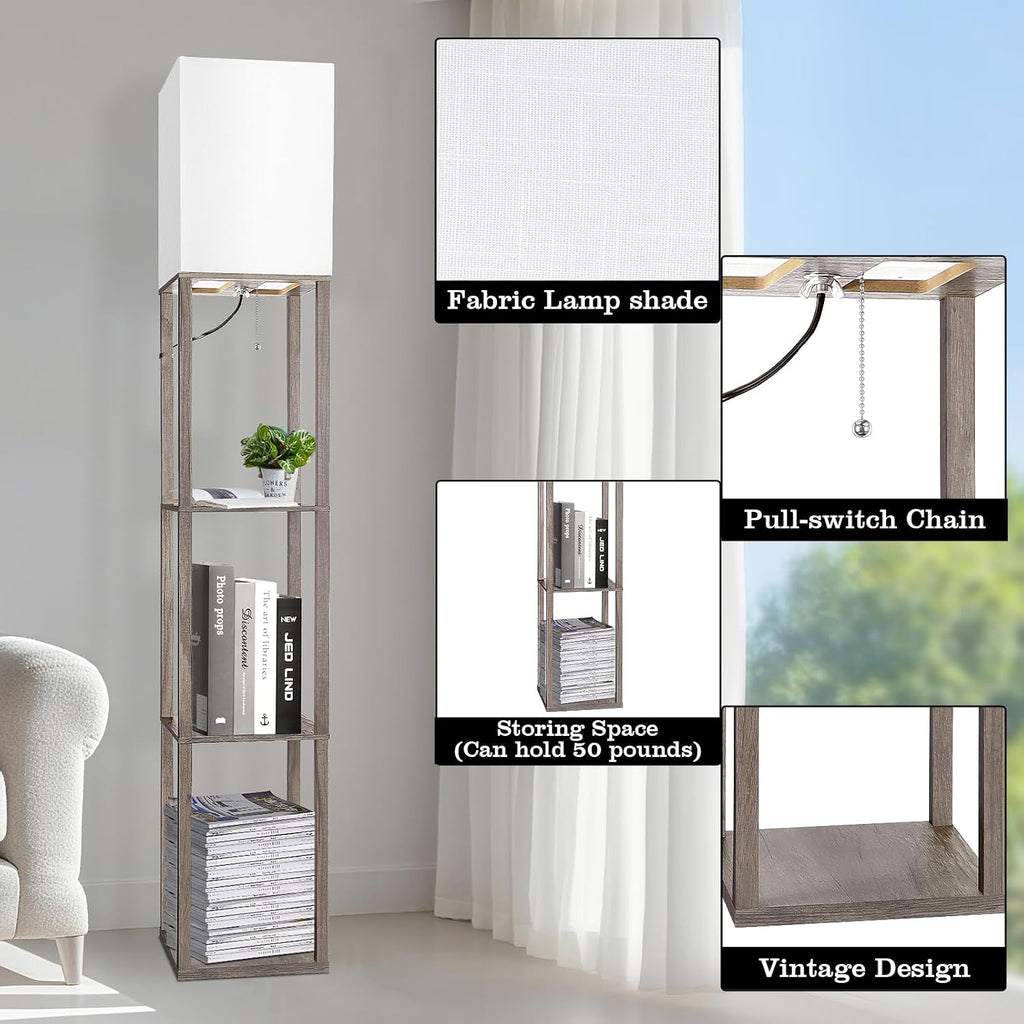 RUNTOP Floor Lamp with Shelves, Shelf Lamp with 3 Color Temperature LED Bulb, Lamps for Living Room, Standing Lamp Modern Tall Standing…