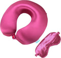 Bliss Neck Pillow Set - Lightweight U-Shaped Memory Foam Satin Travel Neck Pillow with Snap Closure and Matching Eye Mask for Airplane…