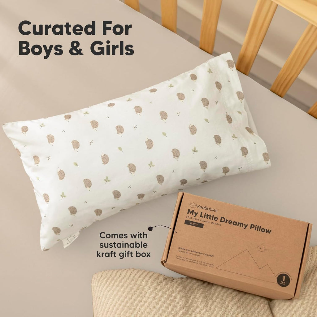 Toddler Pillow with Pillowcase - 10x18 My Little Dreamy Kids Travel Bed Pillows for Sleeping, Organic Cotton Small Pillowcase, Soft &…