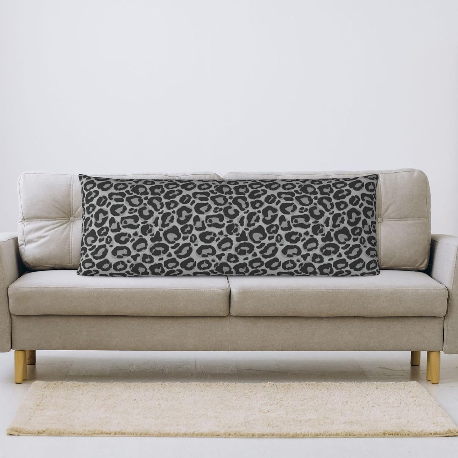 Sovvin Grey Leopard Print Body Pillow Cover Long Pillow Case with Zipper Decorative Soft Cushion Bedding Pillowcase for Couch Bedroo…