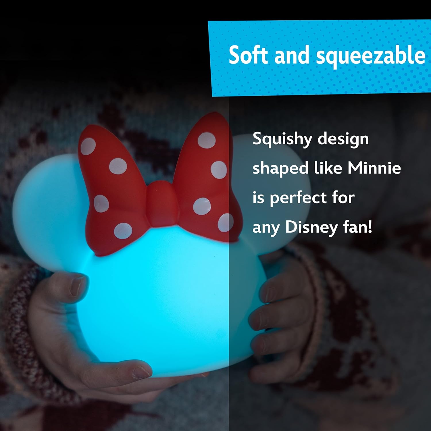 Disney Minnie Mouse Squishy Light, Color Changing, Night Light for Kids, USB Lamp, Battery Operated, Dimmable, Ideal for Bedroom…