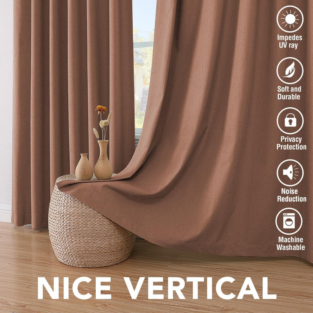 H.VERSAILTEX 100% Blackout Curtains for Bedroom Thermal Insulated Linen Textured Curtains Heat and Full Light Blocking Drapes Living Room…