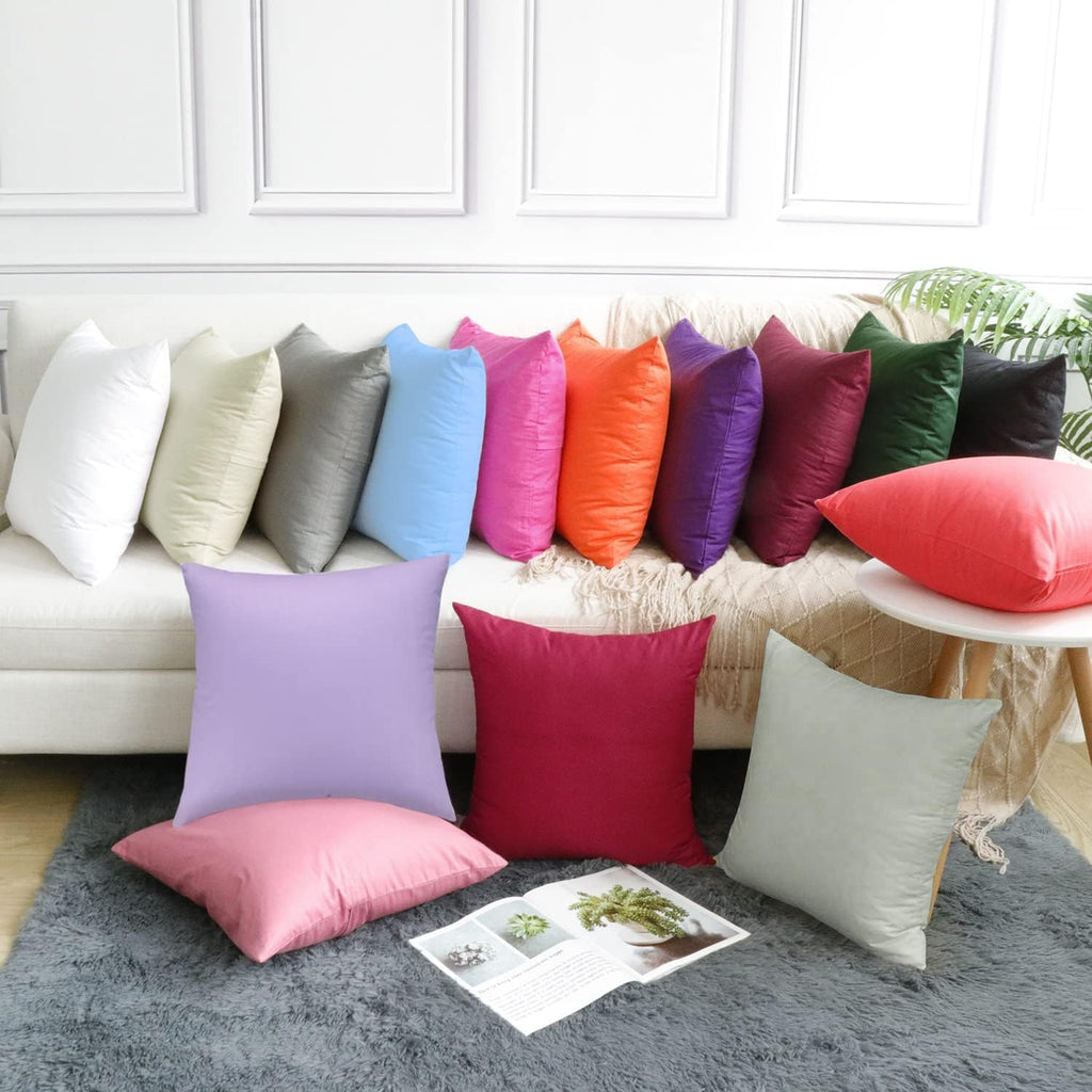 Thmyo 4-Pack 100% Cotton Comfortable Solid Decorative Throw Pillow Case, Thmyo Square Cushion Cover Pillowcase Sublimation Blank Pillow Cove…