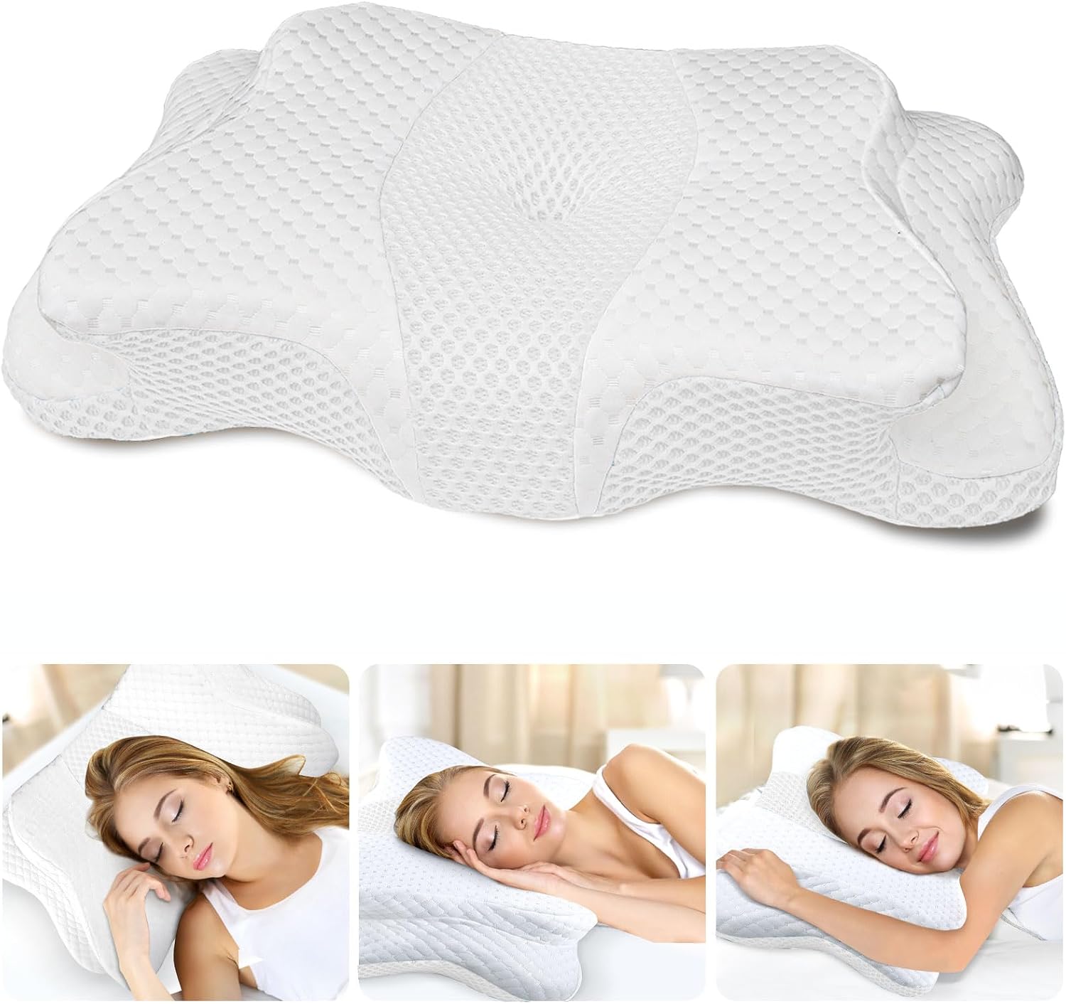 CHxxy Memory Foam Pillows, Cervical Pillow for Neck and Shoulder, Ergonomic Contour Bed Pillow, Soft for Side Sleep Stomach Sleeping and B…