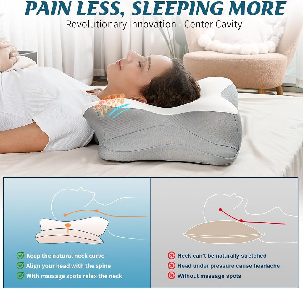 Bespillow Cervical Neck Pillow for, Ergonomic Side Sleeper Pillow for Sleeping, Contour Orthopedic Memory Foam Pillows for Back & Stomach…