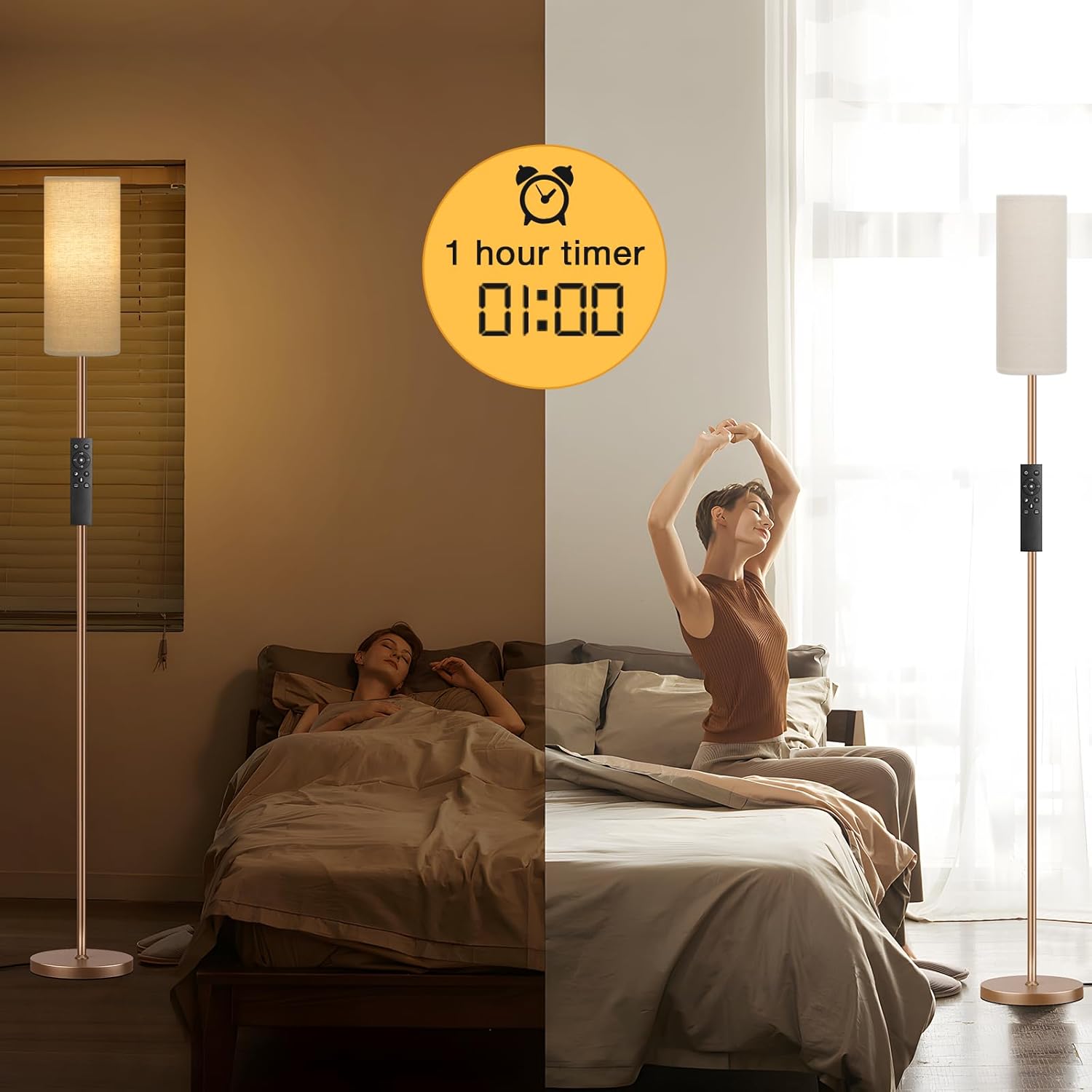 Ambimall 64'' Floor Lamps for Living Room with Remote Control and Stepless Dimmable Colors Temperature & Brightness, 9W Bulb…