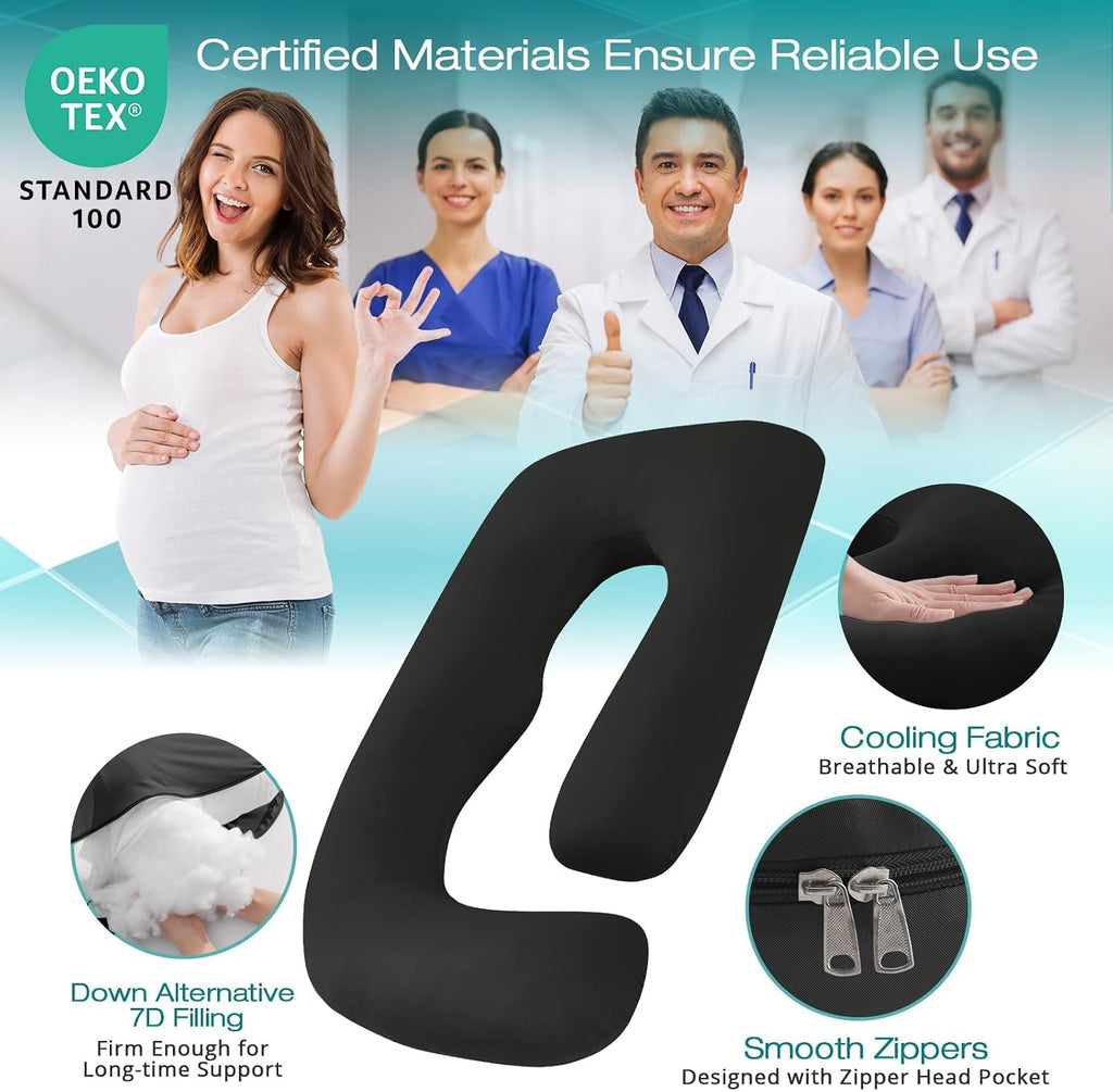 Sasttie Pregnancy Pillows for Sleeping, U Shaped Cooling Full Body Pillow with Removable Cover, Pregnant Women Must Haves, Maternity Essent…