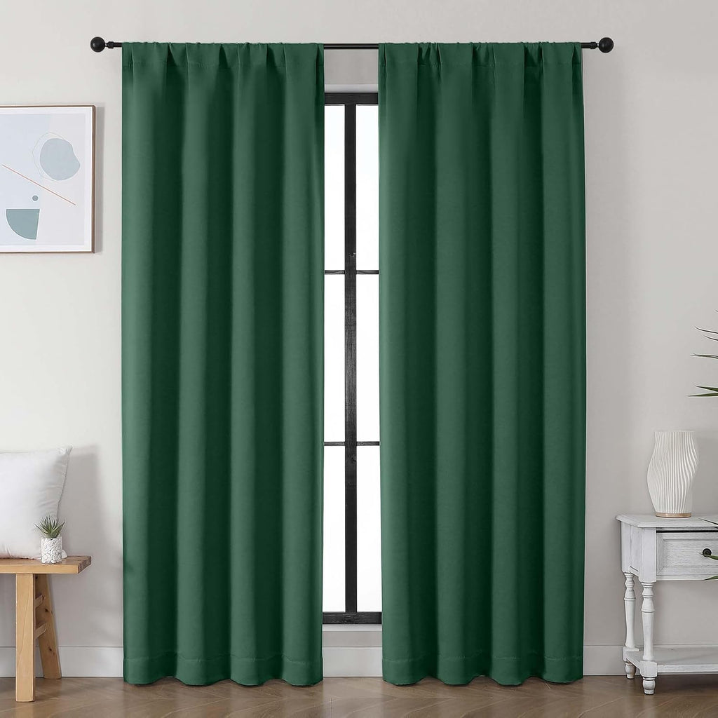 Simplebrand Ava Ever Green Blackout Curtains for Bedroom, 78 Inch Length, 2 Panels Set, Privacy Thermal Insulated Rod Pocket Window Curtain…