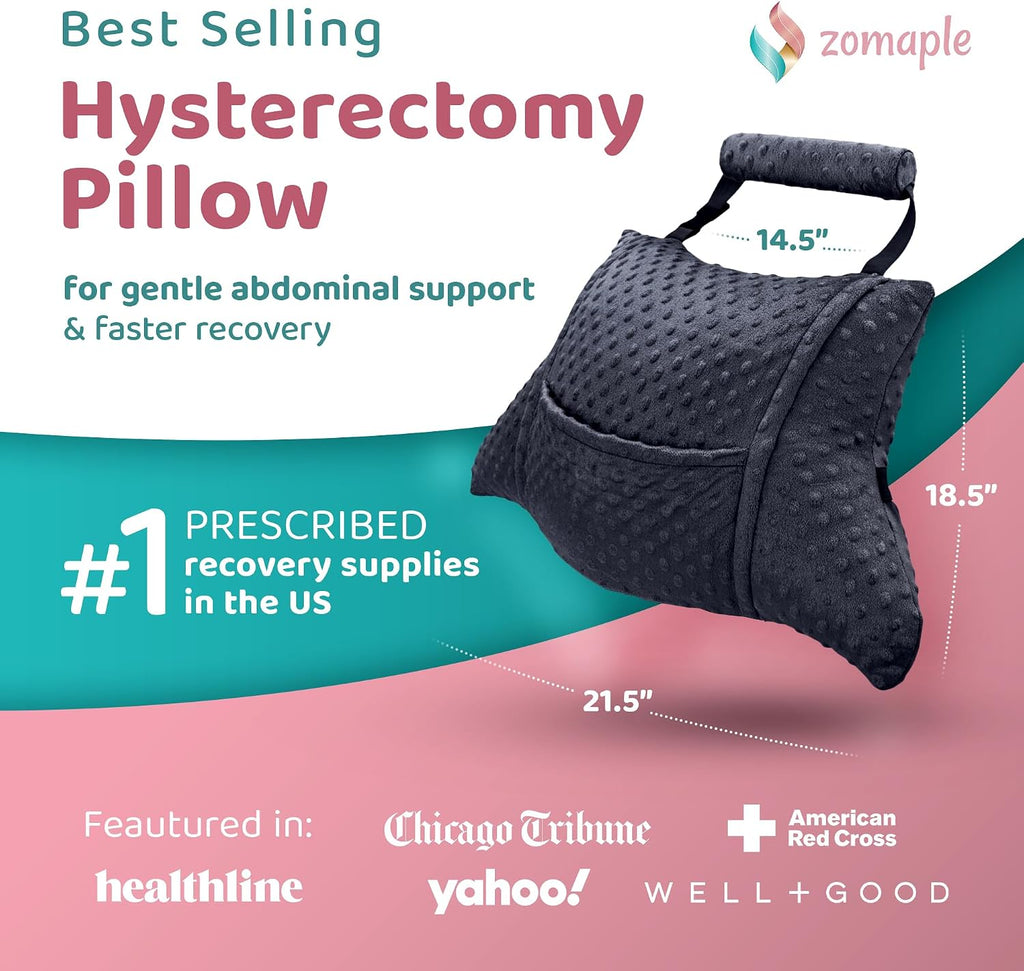 Zomaple Hysterectomy Pillow with Strap & Gel Packs – Extra Wide Post Surgery Abdominal Support, Seatbelt Protection – Hysterectomy Recovery…