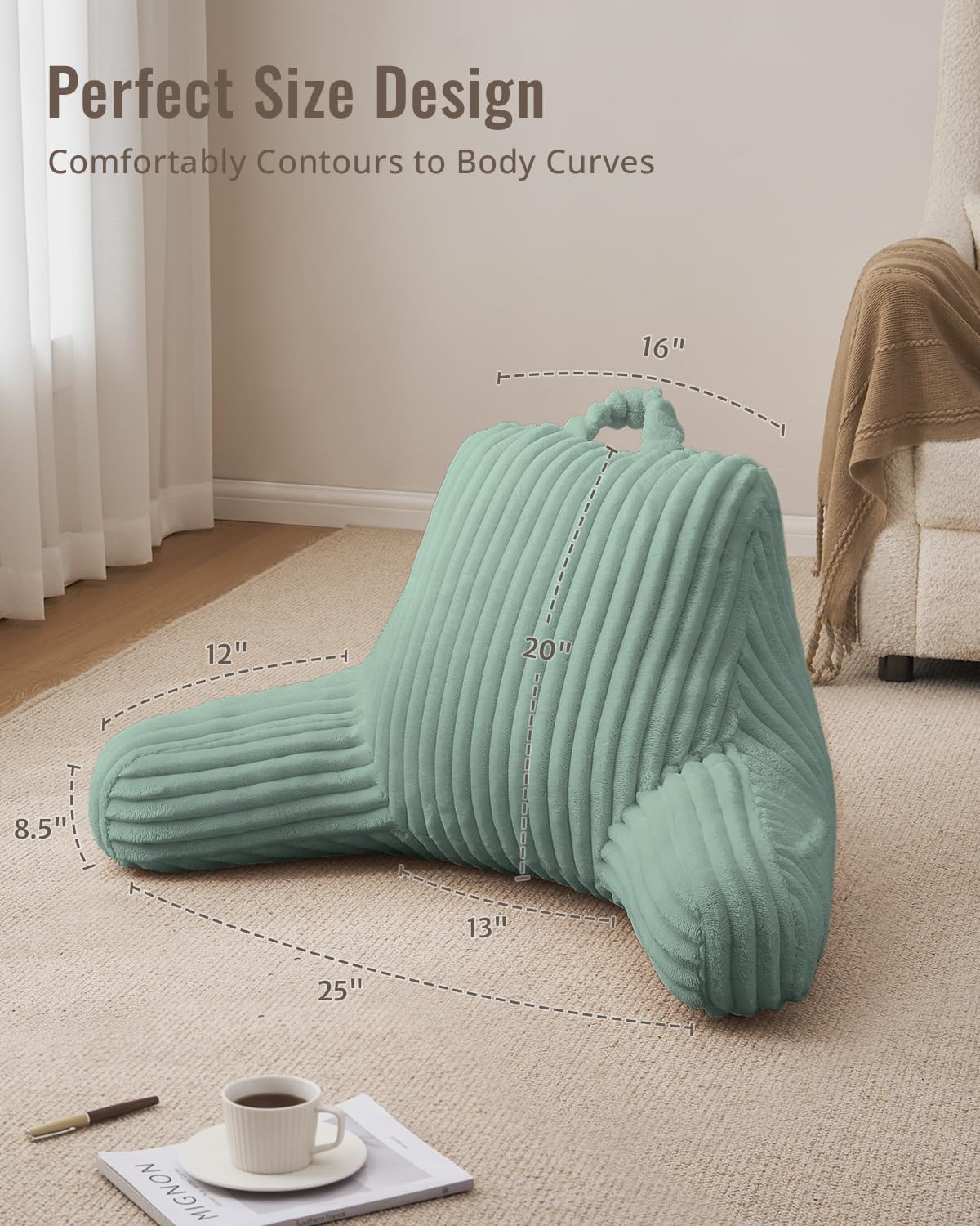 BlissfulDiary Blissful Diary Reading Pillow for Sitting in Bed, Large Flannel Back Pillow Bed Sitting Up for Adult & Children, Backrest Cus…