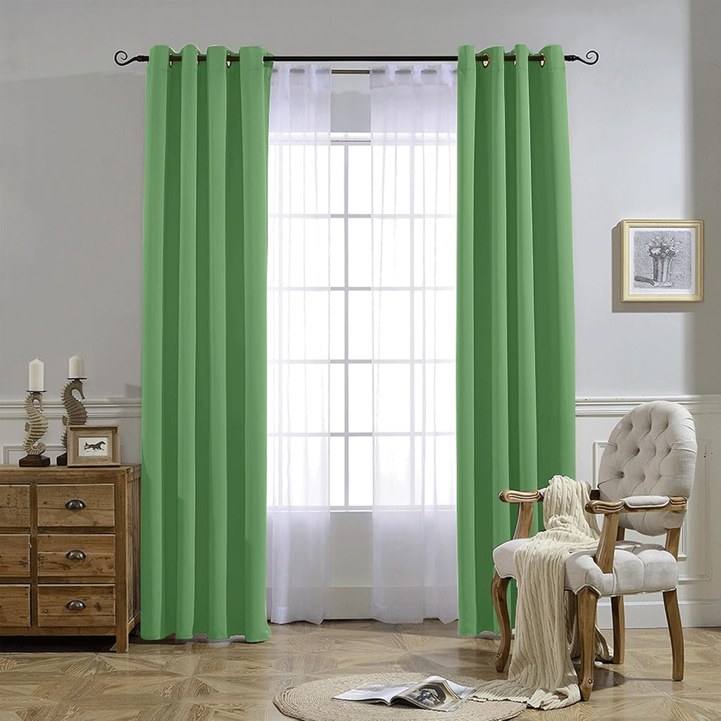 Nicetown Forest Green Blackout Curtains 84 inches Long 2 Panels Set - Grommet Thermal Curtains Room Darkening Window Treatments Sound Proof…