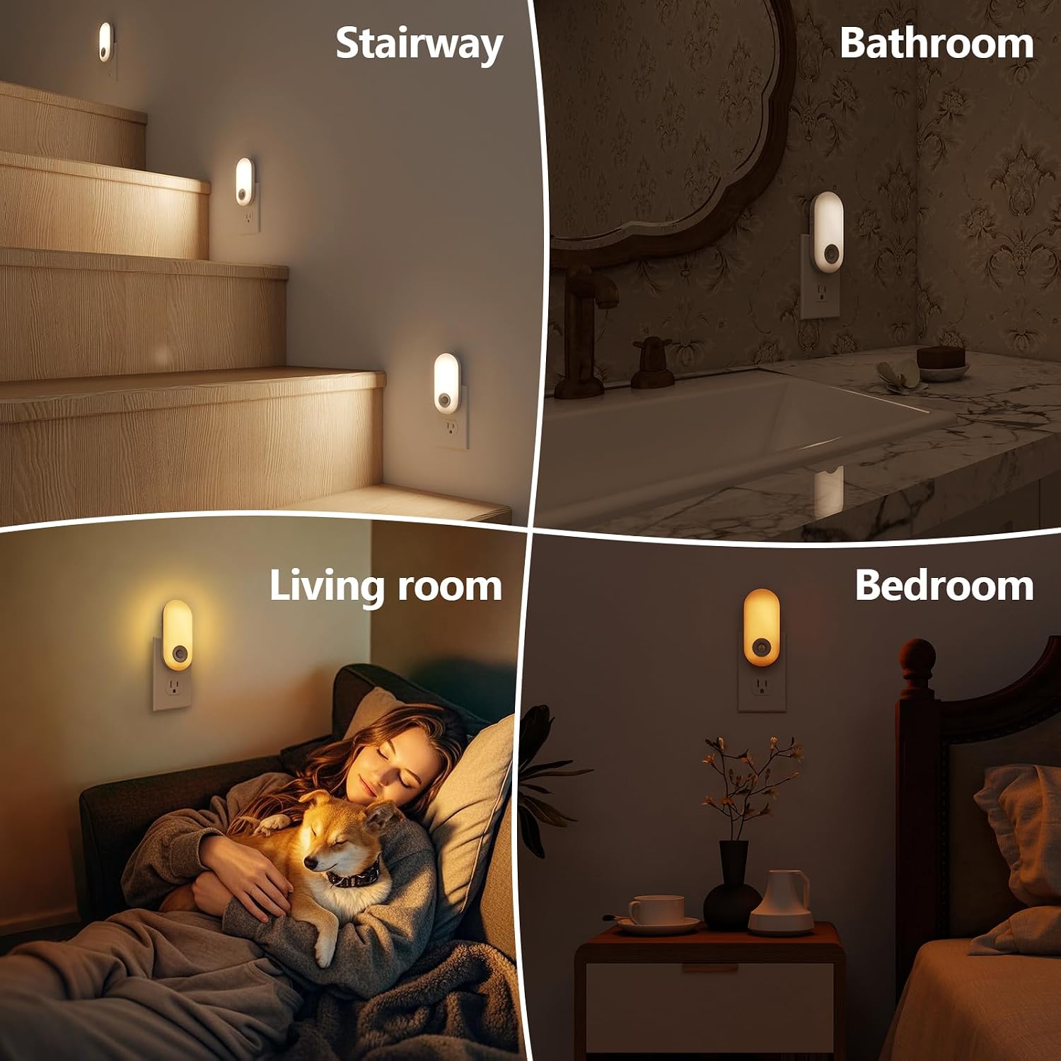 Dawnrise Night Lights Plug into wall, Motion Sensor Night Light Plug in Indoor, 38 LED Dimmable 100LM or 10LM and 2 Color Temperature…