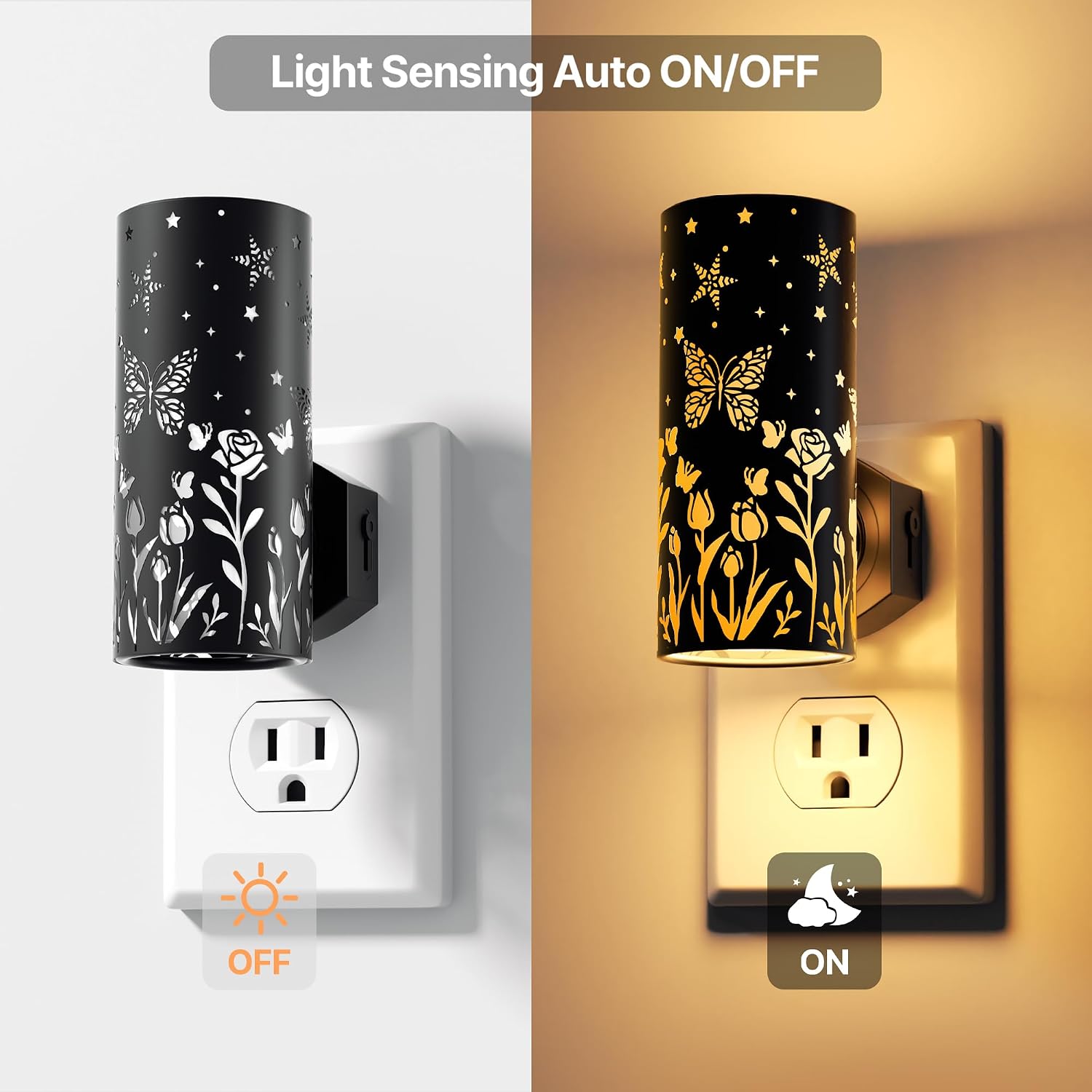LED Night Lights Plug into Wall, 2-Pack 3000K Bright Plug in Nightlights, Dusk-to-Dawn, Dimmable 0-100LM, Auto-On/Off, Home Decor for…