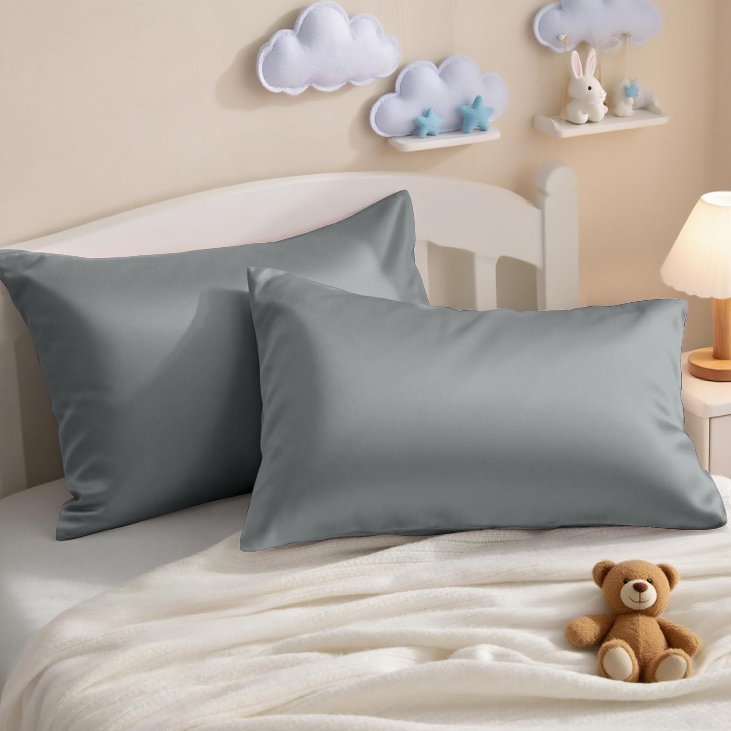 Ntbay 2 Pack Pillows with Egyptian Cotton Pillowcases, Soft Cotton Down Alternative 13x18 Envelope Pillows for Sleeping in Crib Bed - Machi…