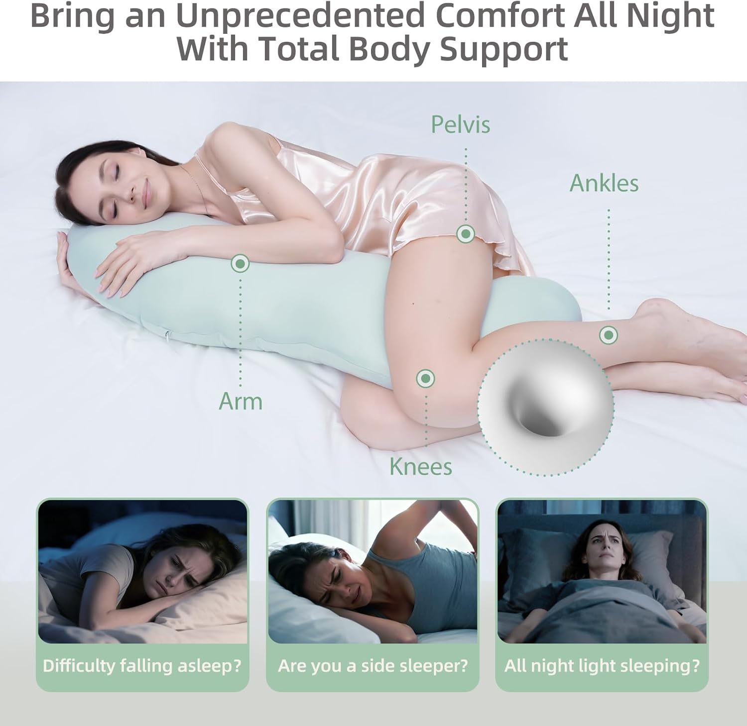Body Pillows for Adults, Full Body Pillow for Side Sleepers, Long Body Pillow for Bed, Pea Pod Shape Long Pillow for Pregnancy Sleeping…