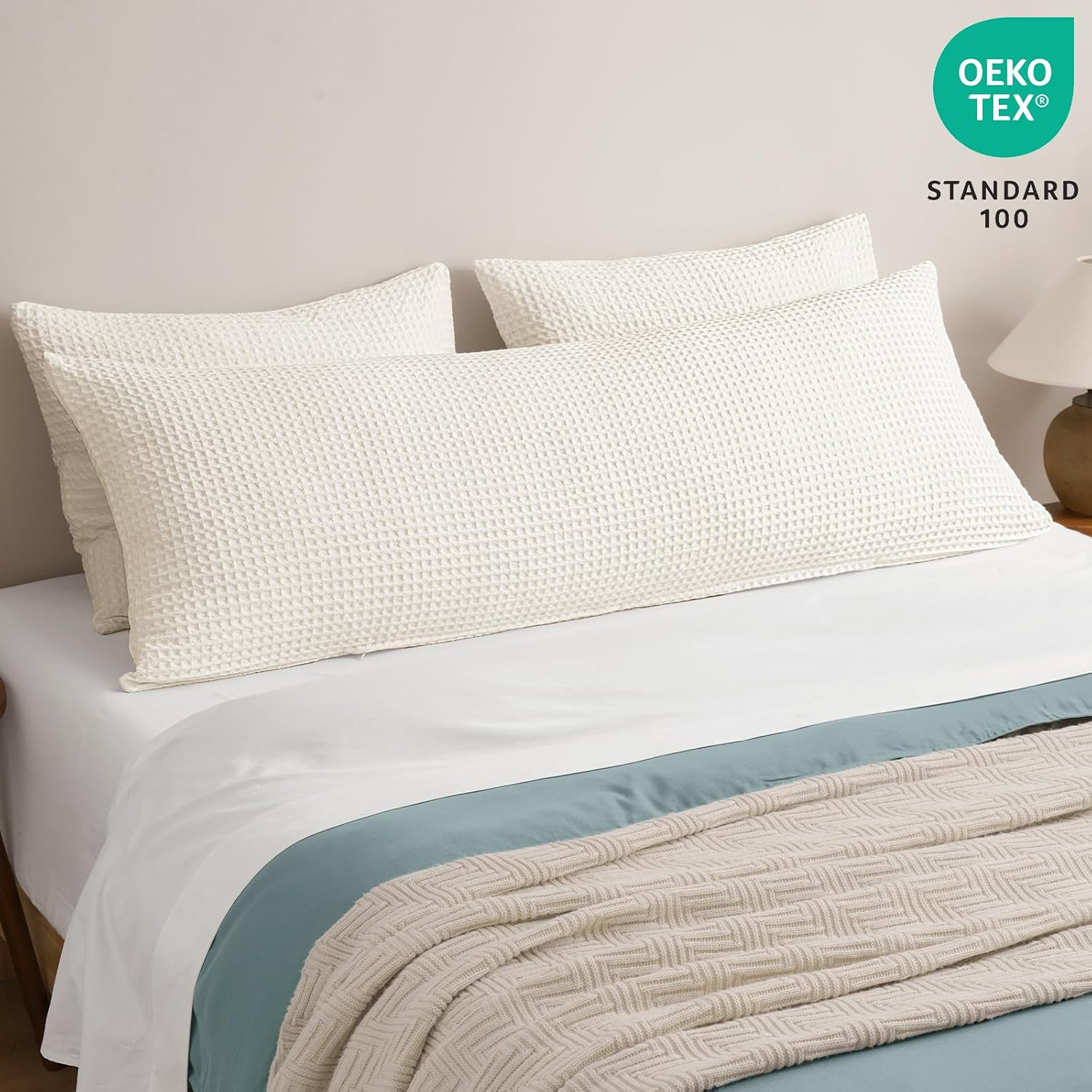Phf Ultra Soft Waffle Weave Body Pillowcase with Zipper, No Insert, 1Pack 20" x 54" Pillow Sham, Breathable & Skin-Friendly Body Pillow cas…
