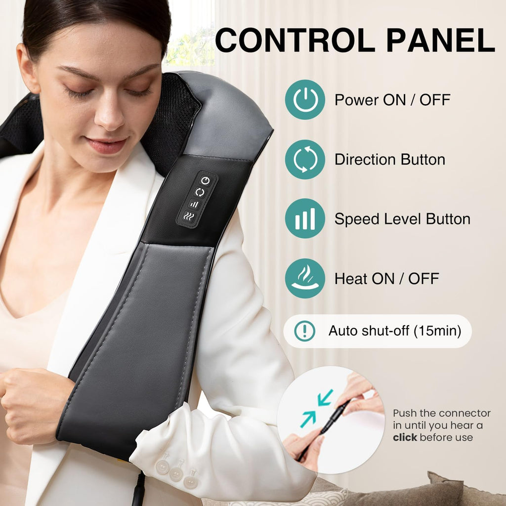 Nekteck Shiatsu Neck Massager with Heat for Deep Tissue, 2026 Upgraded 3D Back Shoulder Kneading Massage Pillow, Body Muscle Relaxation Too…