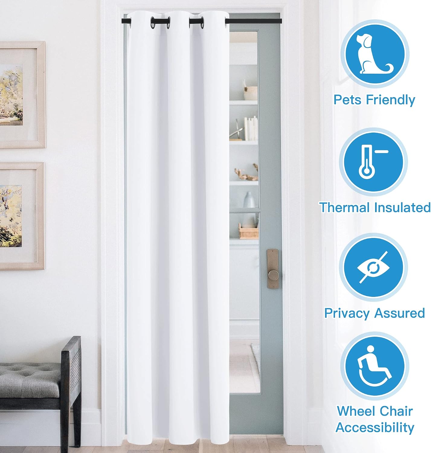 Rybhome RYB HOME Blackout Curtains Thermal Insulating Privacy Temporary Door Curtains for Bedroom Closet Doorway Accordion Door Interior Li…