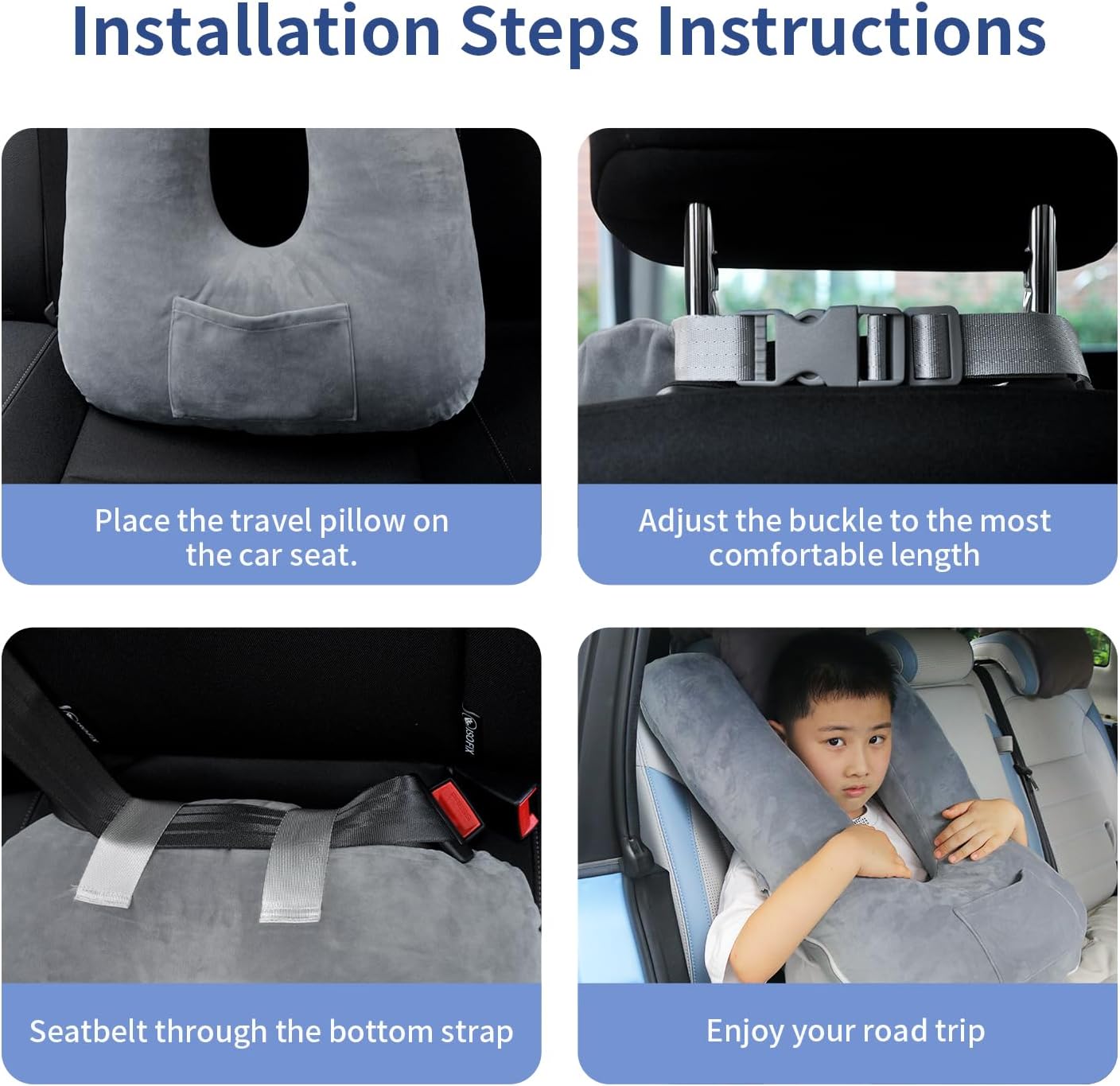 Car Pillow for Kids, Travel Pillow for Car, Toddler Travel Pillow for Sleeping Carseat Pillow for Adults, Removable and Washable Covers…