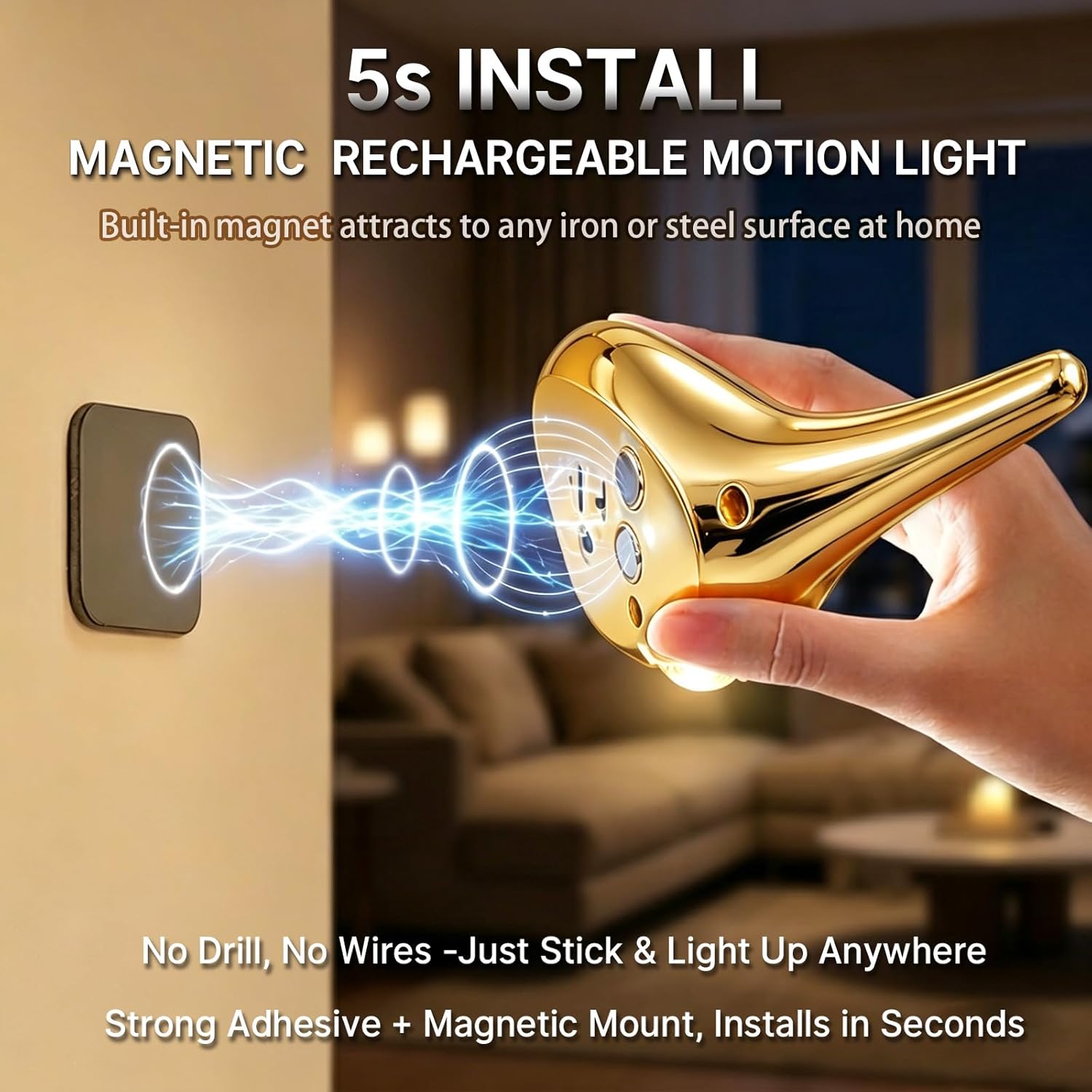 Motion Sensor Night Light: 1200mAh Rechargeable Night Light Set of 2 Magnetic Stair Lights Indoor Wireless Small Night Light for Kids…