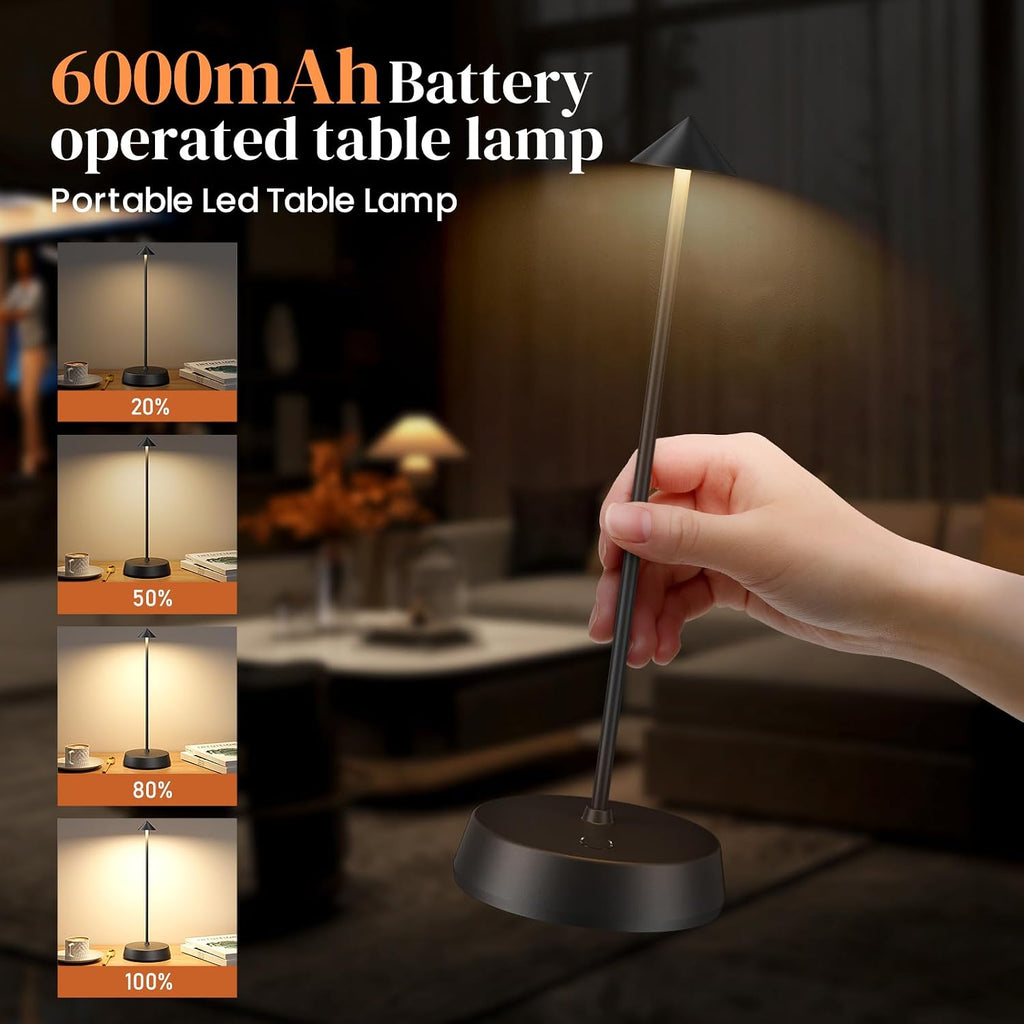 Cordless Table Lamp Rechargeable, Battery Operated 6000mAh Desk Lamp Touch Dimmable Lamp Outdoor Waterproof Portable Wireless Table…