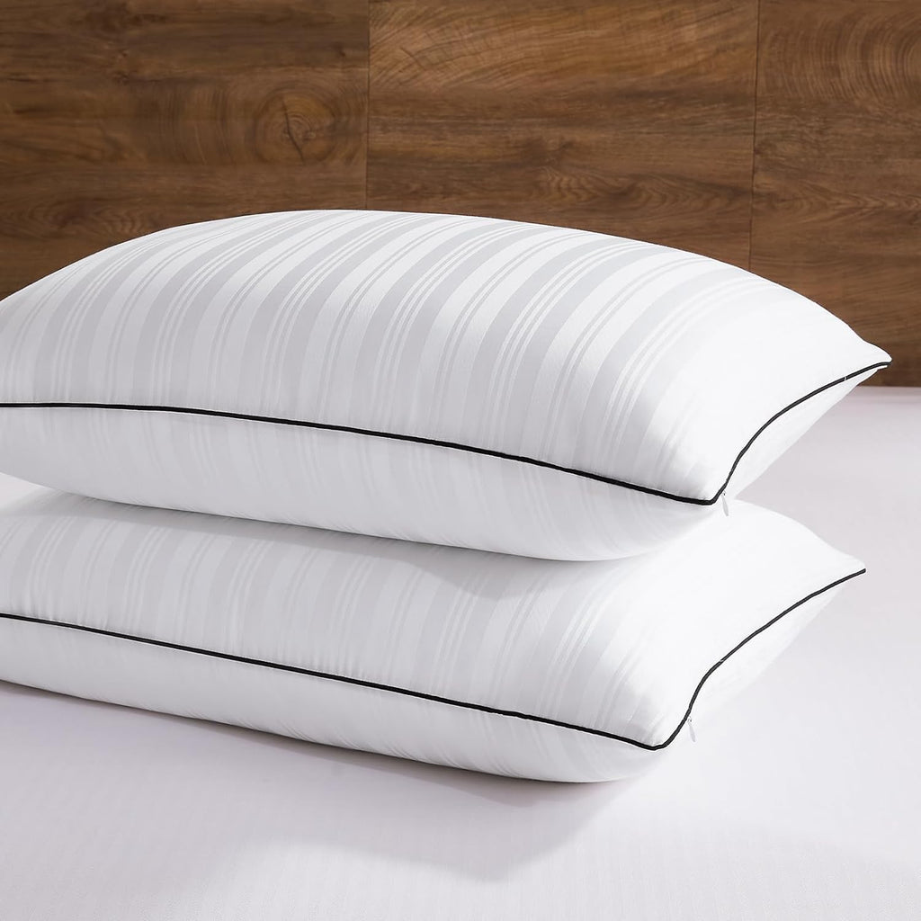 Downluxe Goose Feather and Down Pillows - Hotel Collection Feather Pillows for Back, Stomach or Side Sleepers, Bed Pillows King Size Set of…