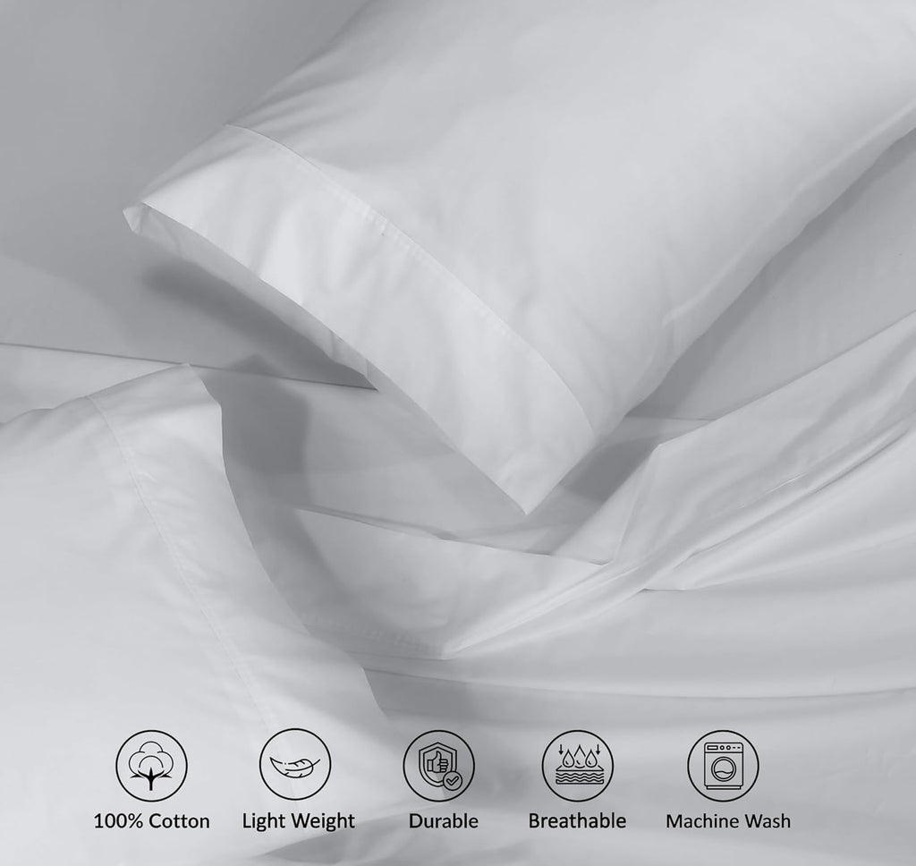Ruvanti 100% Cotton Percale Sheets Full Size – Crisp Cooling Bed Sheets for Hot Sleepers, Deep Pocket 16”, Soft Breathable & Durable Hotel-…