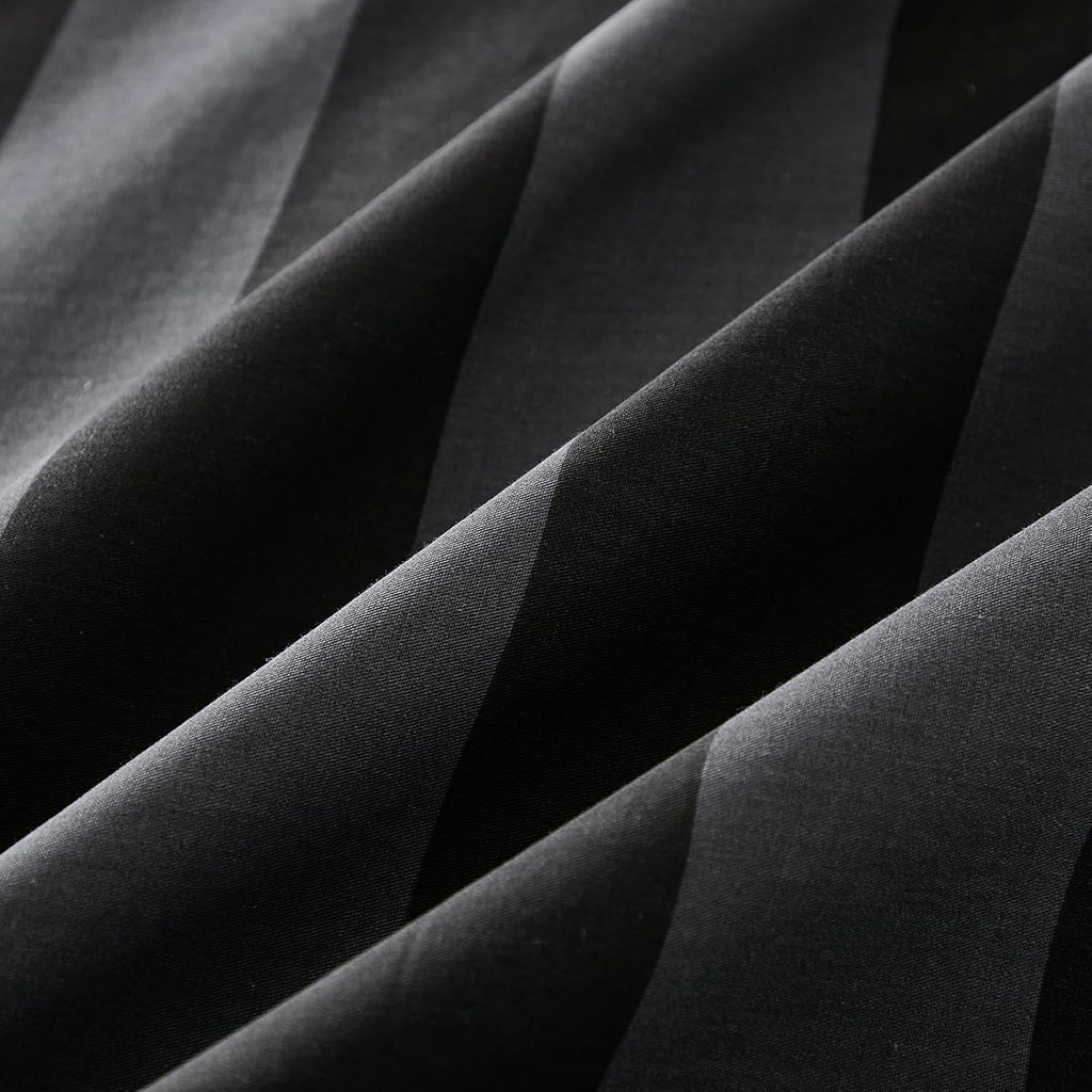 Merryword Queen Size Pillowcases, 100% Cotton Pillow Cases, Black and Gray Striped Pillowcases, Luxury Linen Like Pillowcase, Soft Breathab…
