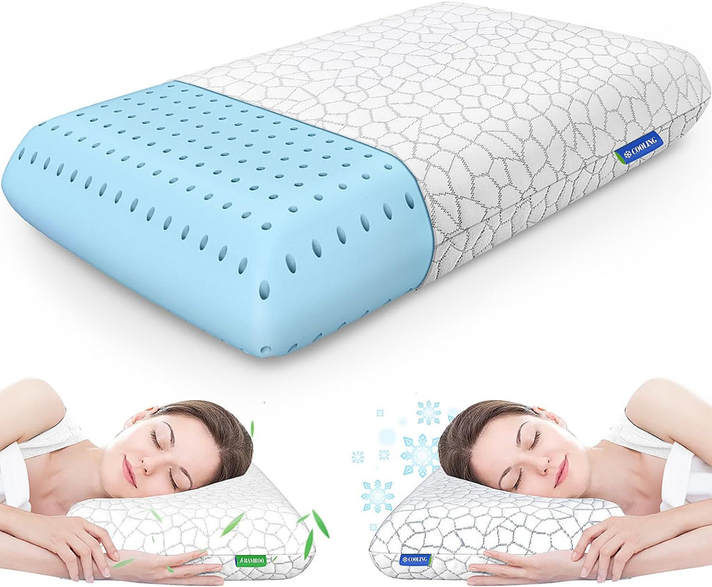 CushZone Memory Foam Pillows for Sleeping, Bed Pillow with Removable and Machine Washable Cover, Bed Pillow for Side, Back and Stomach Slee…