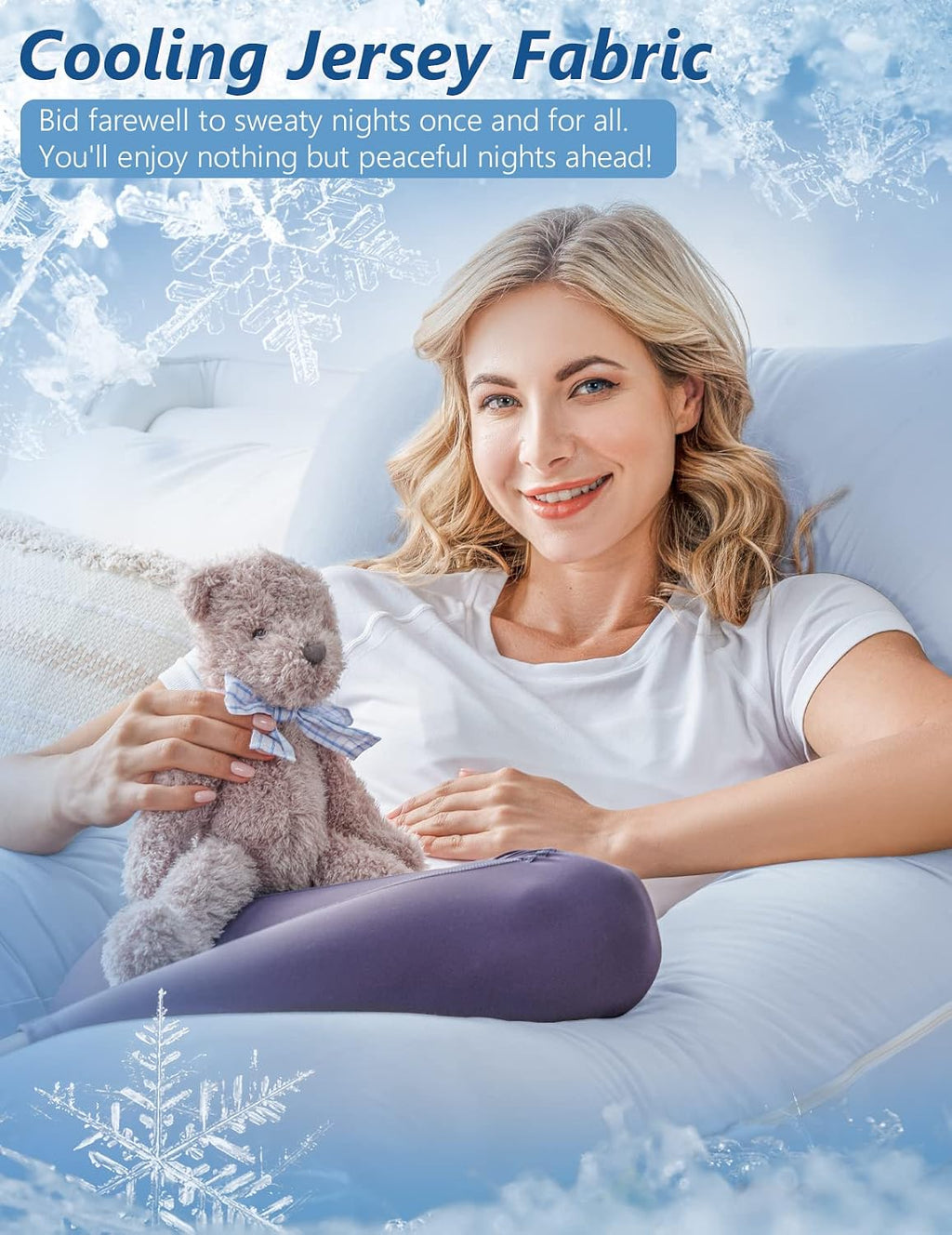 Meiz Pregnancy Pillow, Cooling Pregnancy Pillows for Sleeping, Maternity Pillow for Pregnant Women, Pregnancy Body Pillow with Cooling Jers…