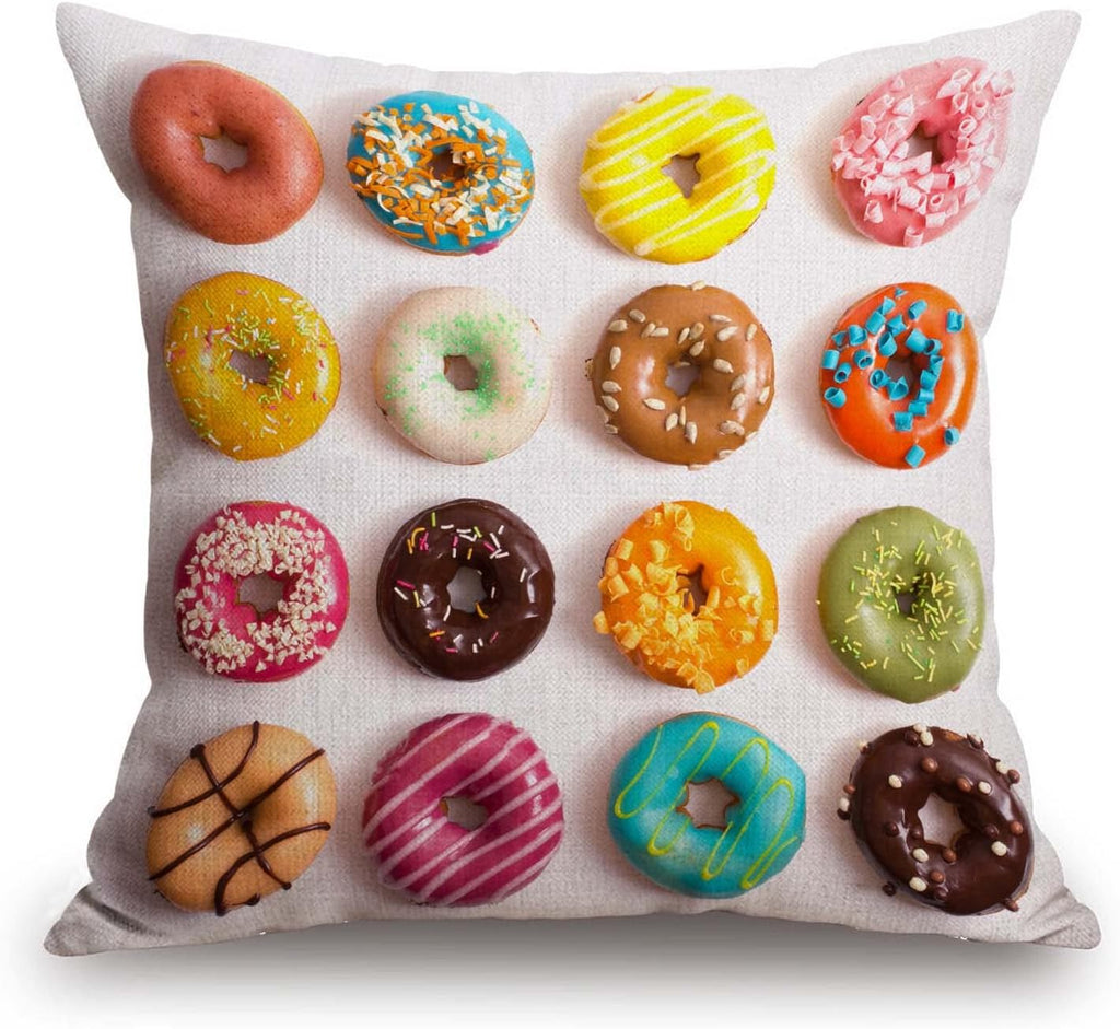 TSSOHU Outdoor Patio Throw Pillow Cover Colorful Donuts Farmhouse Décor Outside Furniture Swing Seat Bench Chair Decorative Cushion Cases…