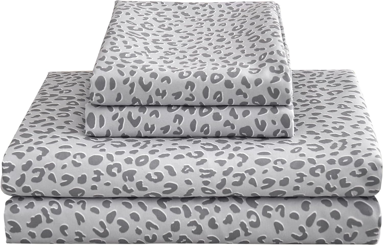 mooreeke Leopard Cheetah Printed Full Bed Sheets, Soft Microfiber Bedding Sheets & Pillowcases, Deep Pocket Non-Slip Fitted Full Sheet, Sil…