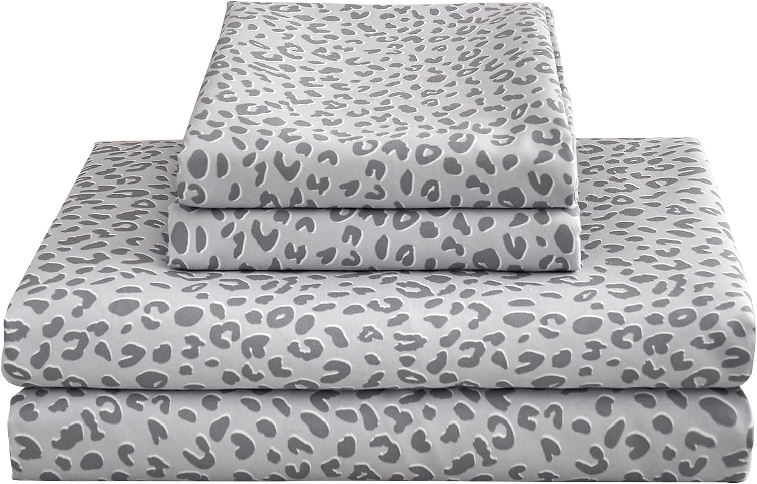 mooreeke Leopard Cheetah Printed King Bed Sheets, Soft Microfiber Bedding Sheets & Pillowcases, Deep Pocket Non-Slip Fitted King Sheet, Sil…