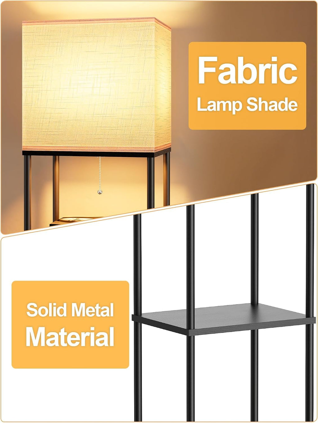 Large Floor Lamp with Shelves, 5-Tier Tall Floor lamp with for Living Room, Shelf Floor Lamp with 3 CCT LED Bulb, Corner Display Standing…