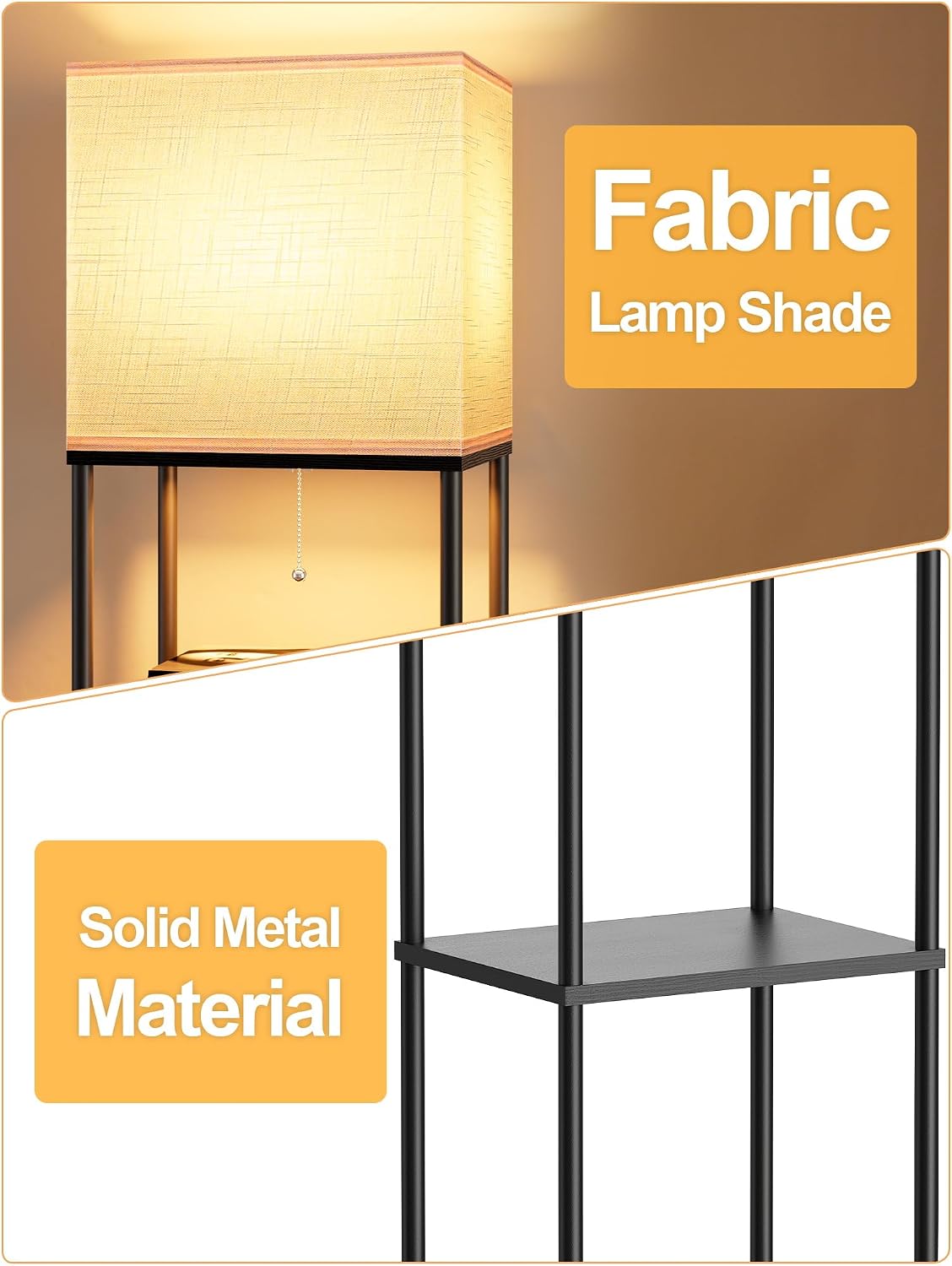 Large Floor Lamp with Shelves, 5-Tier Tall Floor lamp with for Living Room, Shelf Floor Lamp with 3 CCT LED Bulb, Corner Display Standing…