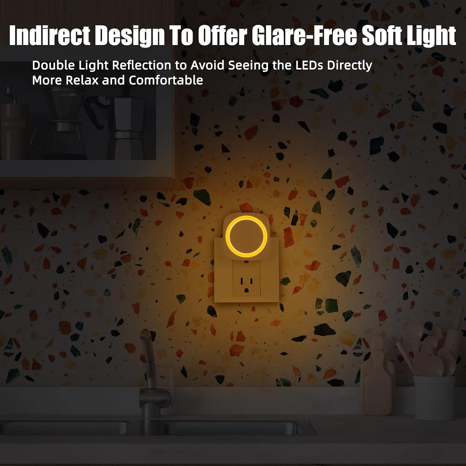 Amber Night Lights Plug into Wall, 4 Packs Dimmable Night Light with Dust to Dawn Sensor, Automatically Turn on and Off, Gentle Glow…