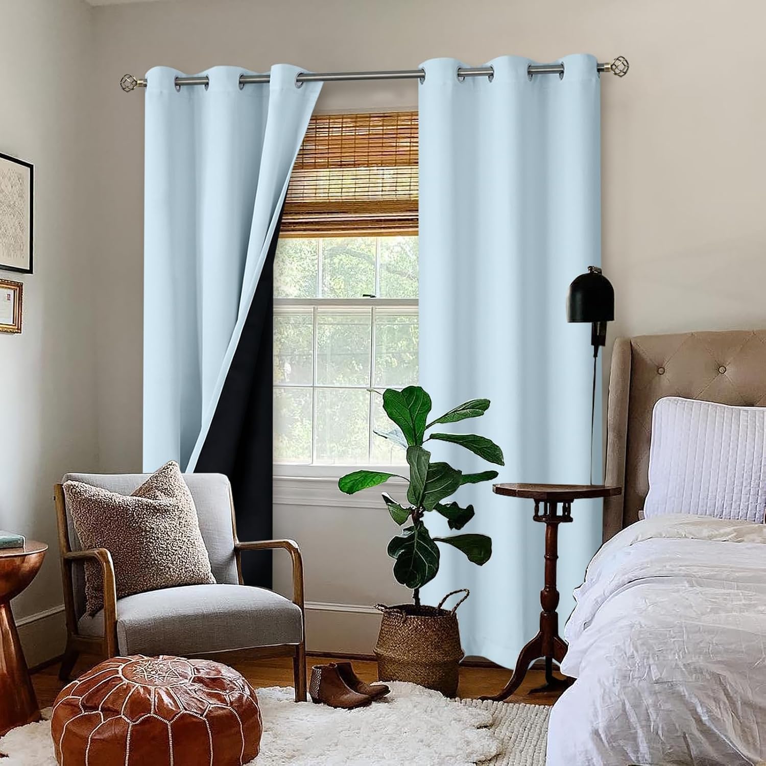 BGment Baby Blue 100% Blackout Curtains for Nursery Bedroom 84 Inch Length 2 Panels, Thermal Insulated Full Light Blocking Grommet Noise Ca…