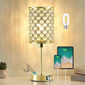 GyroVu Crystal Table Lamp, Gold Touch Lamp for Nightstand with USB C+A Ports, Dimmable Lamp with Crystal Shade, Bedside Lamp Small Lamp…