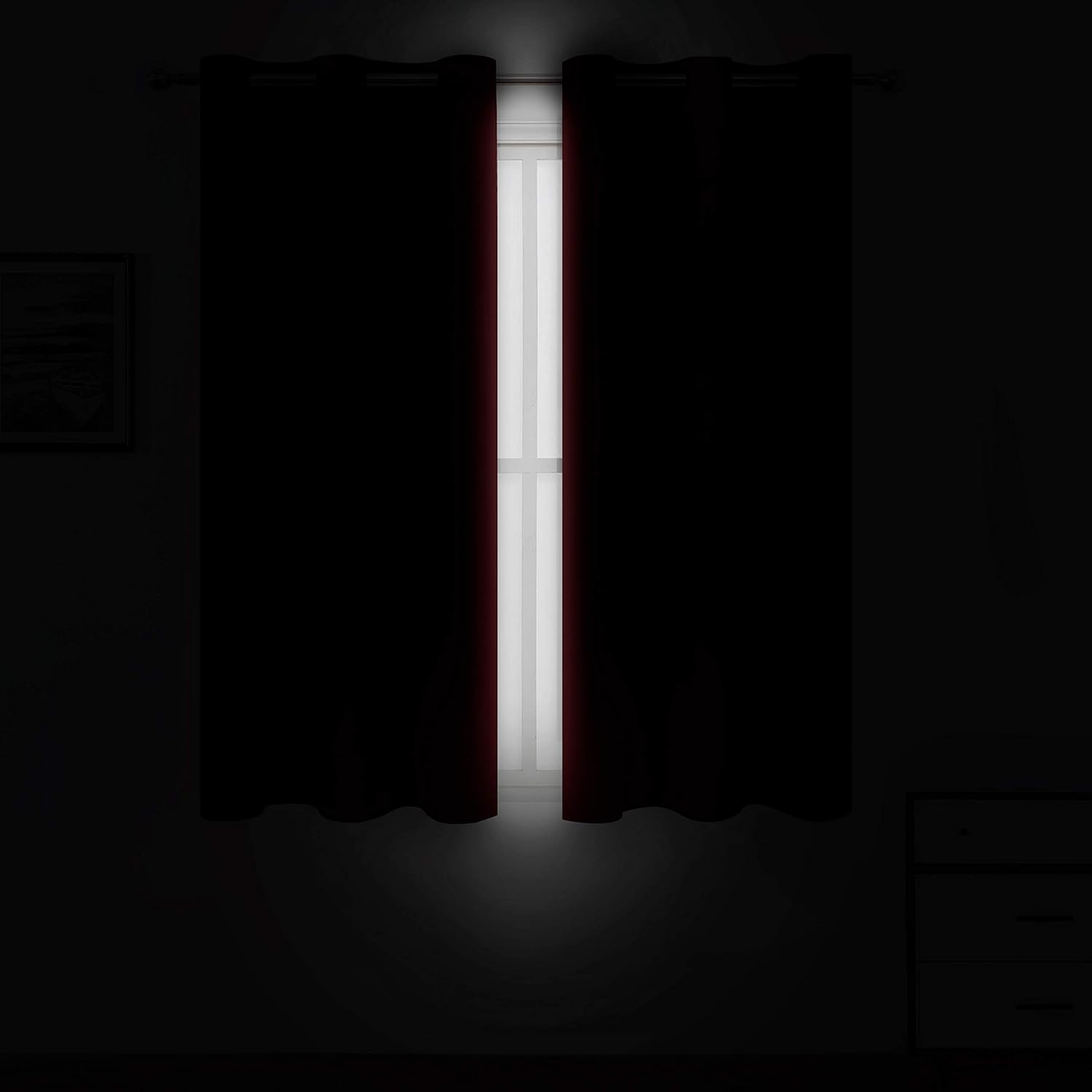 Lemomo Red Blackout Curtains 42 x 63 Inch/Red Curtains Set of 2 Panels/Room Darkening Bedroom Curtains 63 Inch Red