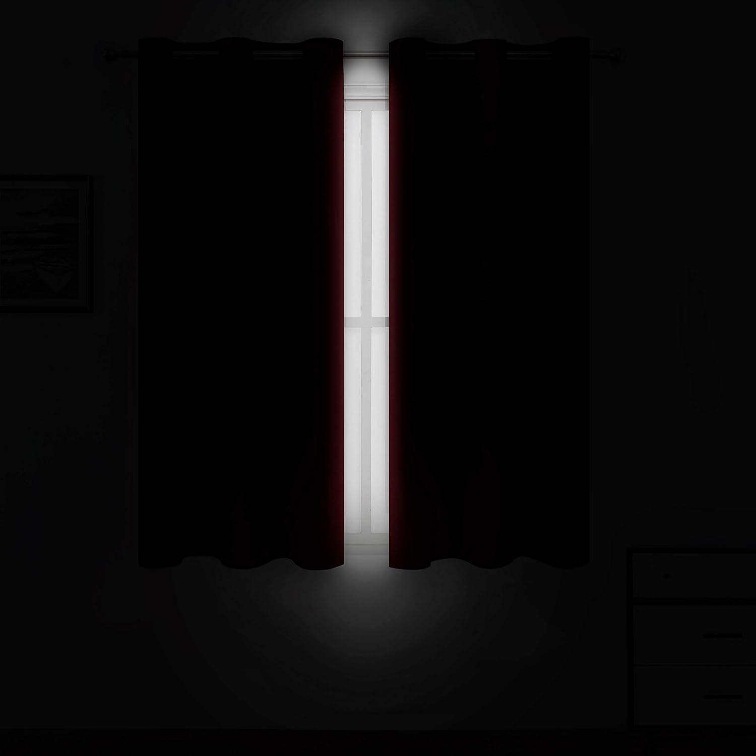 Lemomo Red Blackout Curtains 42 x 54 Inch Length Set of 2 Panels Grommet Bedroom Curtains for Living Room 54 Inch Red
