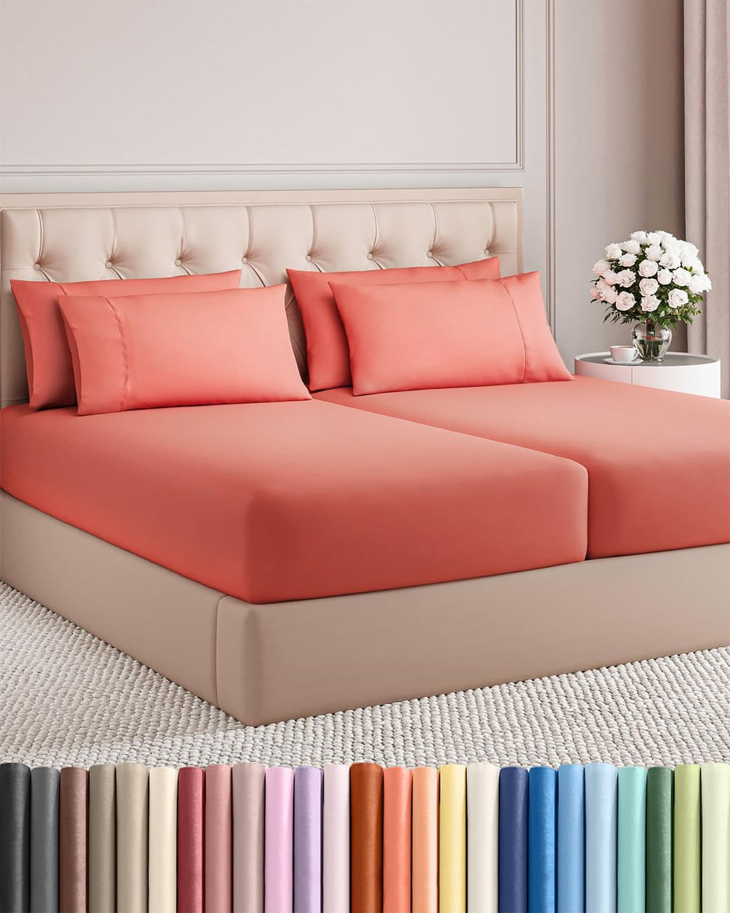 Split King 7 Piece Sheet Set - Comfy Breathable & Cooling - Hotel Luxury Bedding for Women, Men, Kids, Teens & Children - 1 Flat & 2…