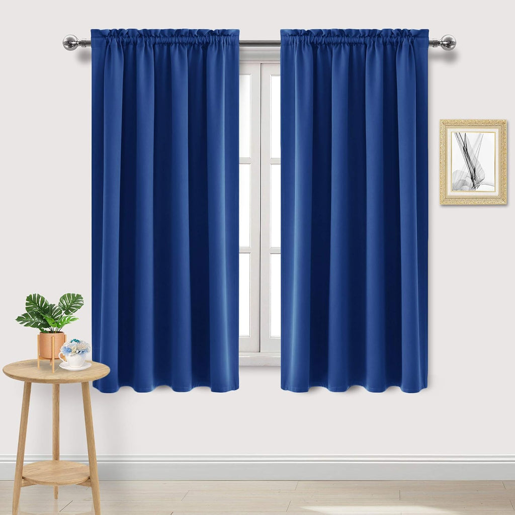 Dwcn Blackout Curtains Room Darkening Thermal Insulated Bedroom Curtains Window Curtain Panels, 52 x 63 inches Long, Set of 2 Classic Blue…