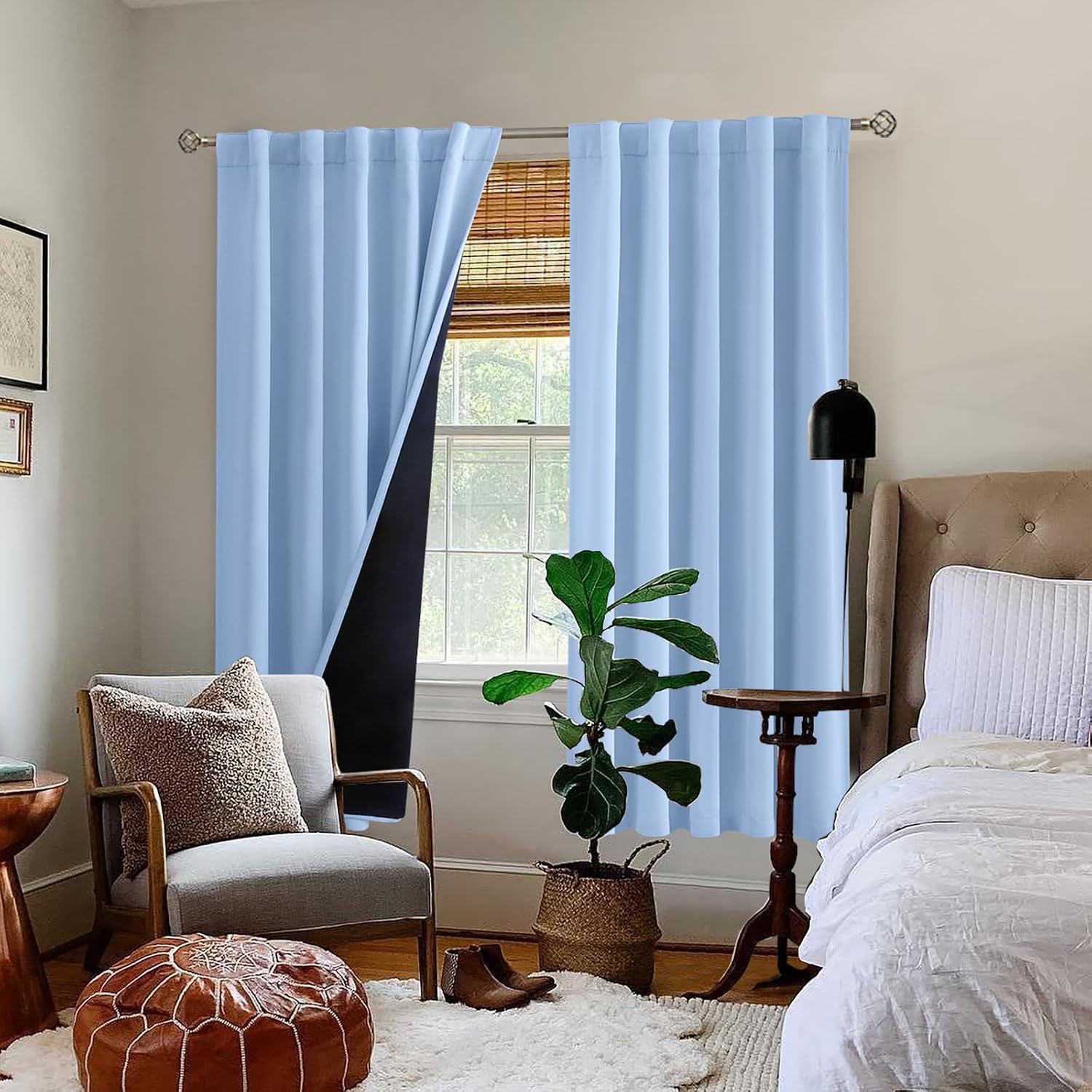 BGment Full Blackout Curtains 72 Inch Length with Thermal Insulation Liner, Double Layer Room Darkening Rod Pocket and Back Tab Window…