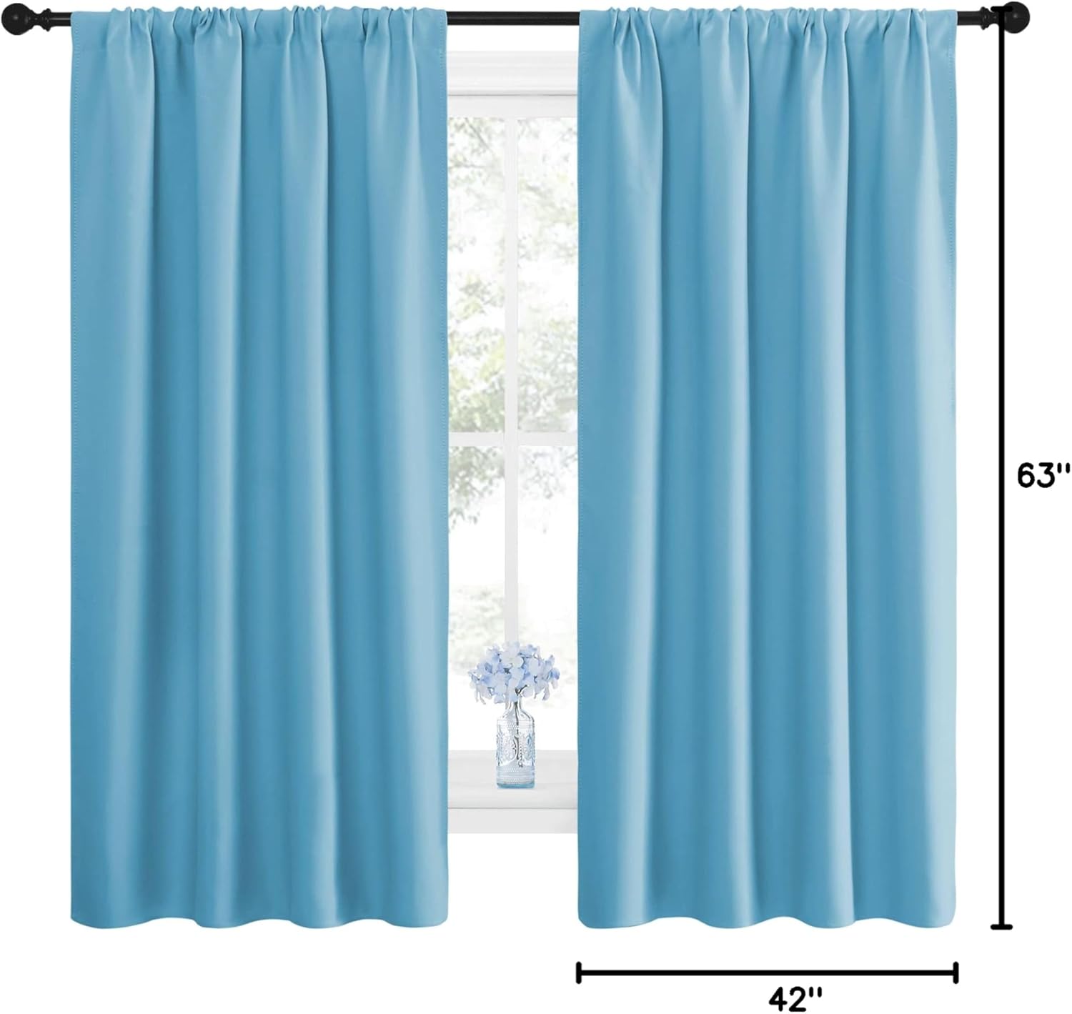 NICETOWN Kitchen Blackout Curtains Panels - Window Treatment Thermal Insulated Room Darkening Rod Pocket Drapes for Bedroom (Teal Blue…