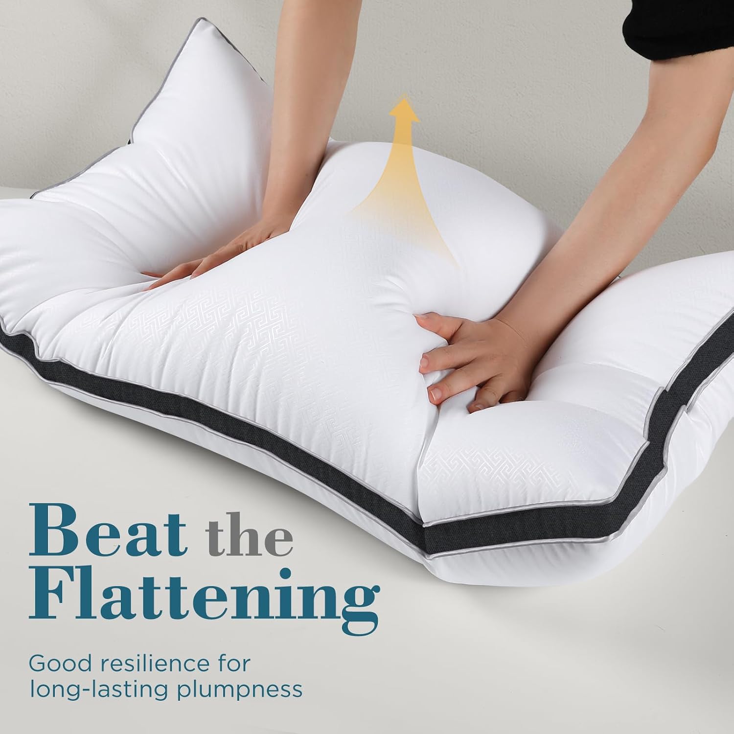 viewstar Bed Pillows Standard Size Set of 2, Firm Support Down Alternative Gusseted Pillows for Side, Back, or Stomach Sleepers, Black