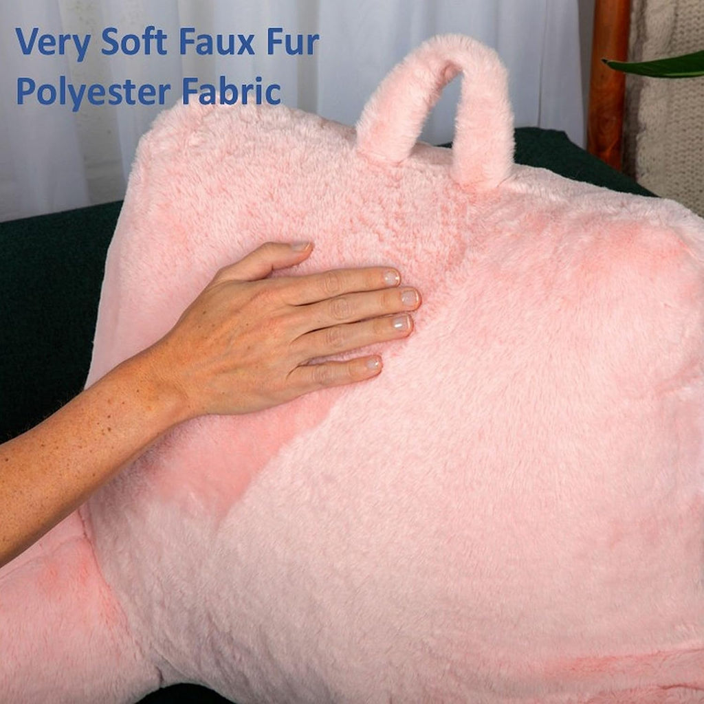 ComfortSpa Reading Pillow Replacement Cover for 19 inch Back Rest Pillow, Polyester Velour Machine Wash and Dry (Faux Fur Pink)