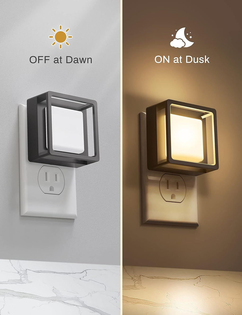 DORESshop LED Night Light, Night Lights Plug Into Wall [2 Pack] with Dusk-to-Dawn Sensor, Dimmable Nightlights, Adjustable Brightness for…
