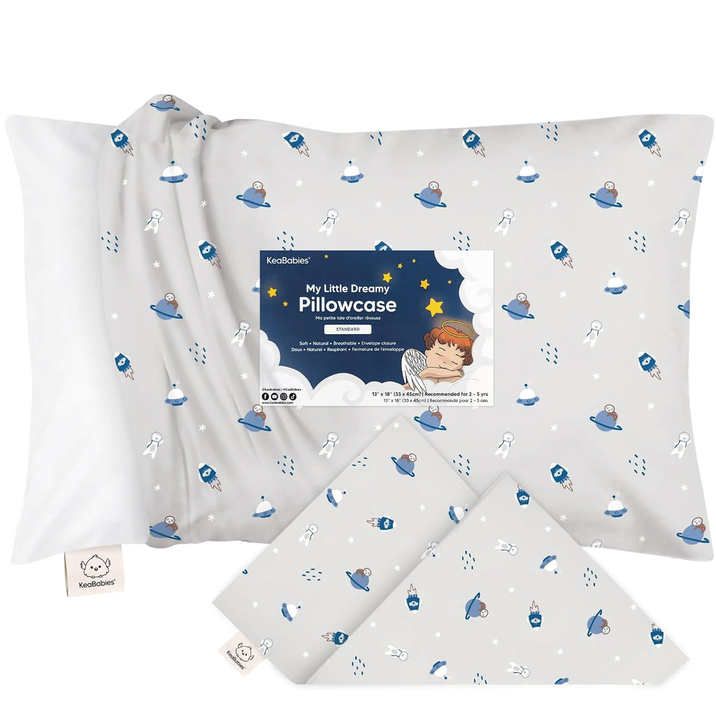 KeaBabies Toddler Pillowcase 13"x18" - Organic Cotton Toddler Pillowcase for Kids, Boys, Girls, Soft & Durable Cotton Cover for Miniature…